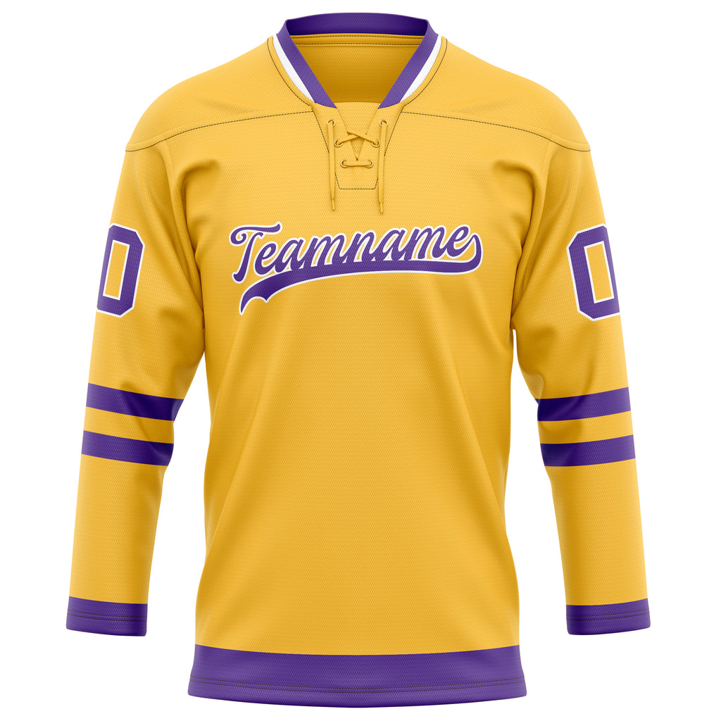 Personalized Gold & Purple Solid Colour Hockey Jersey