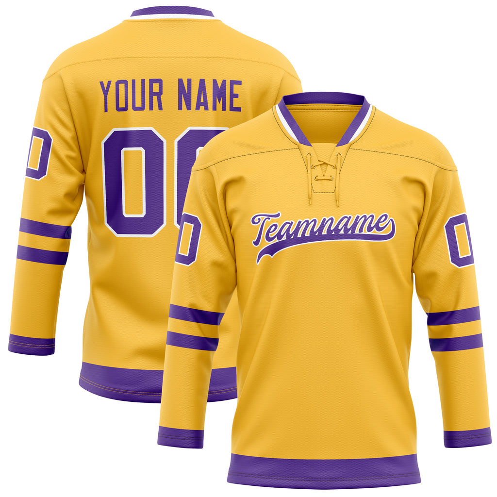 Personalized Gold & Purple Solid Colour Hockey Jersey