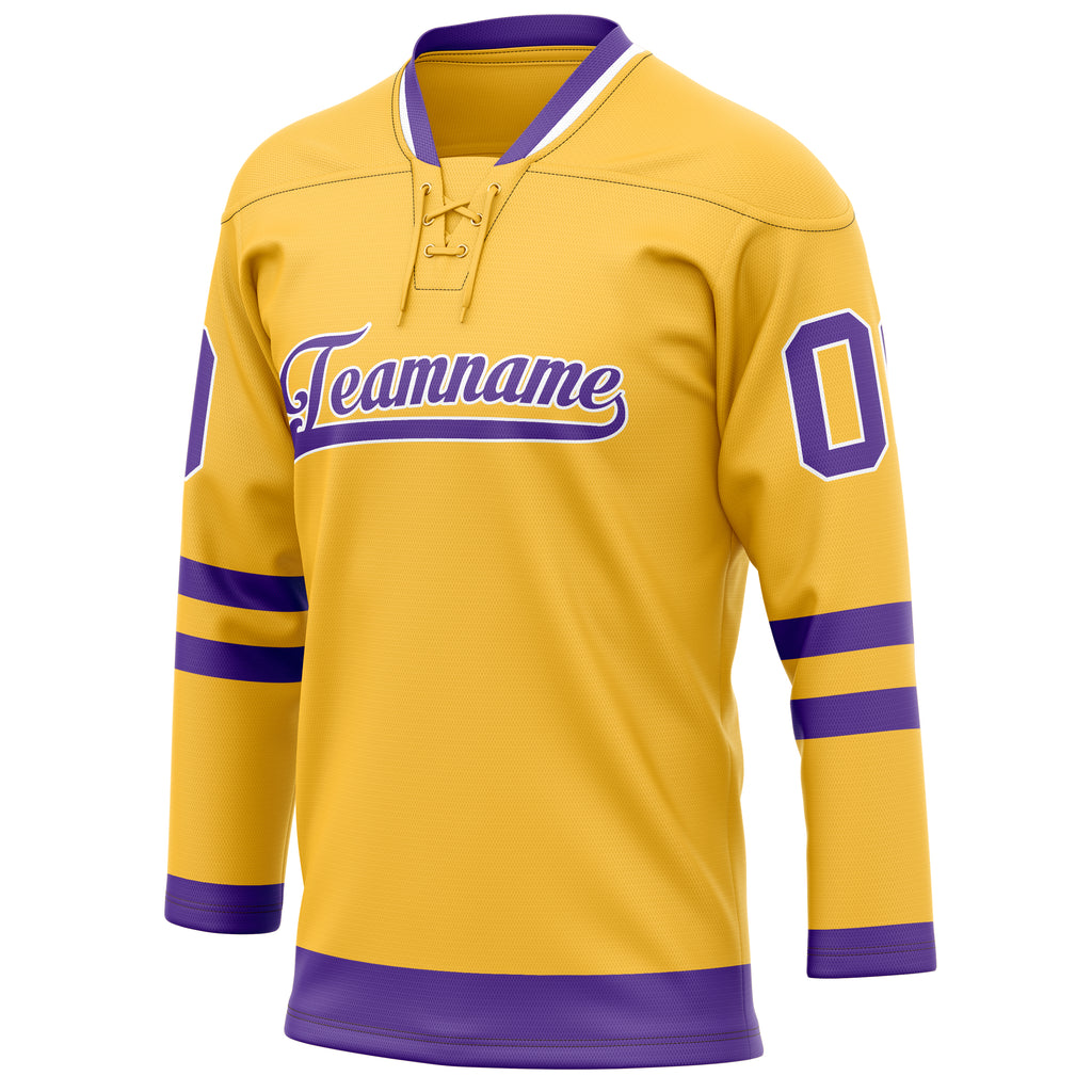 Personalized Gold & Purple Solid Colour Hockey Jersey