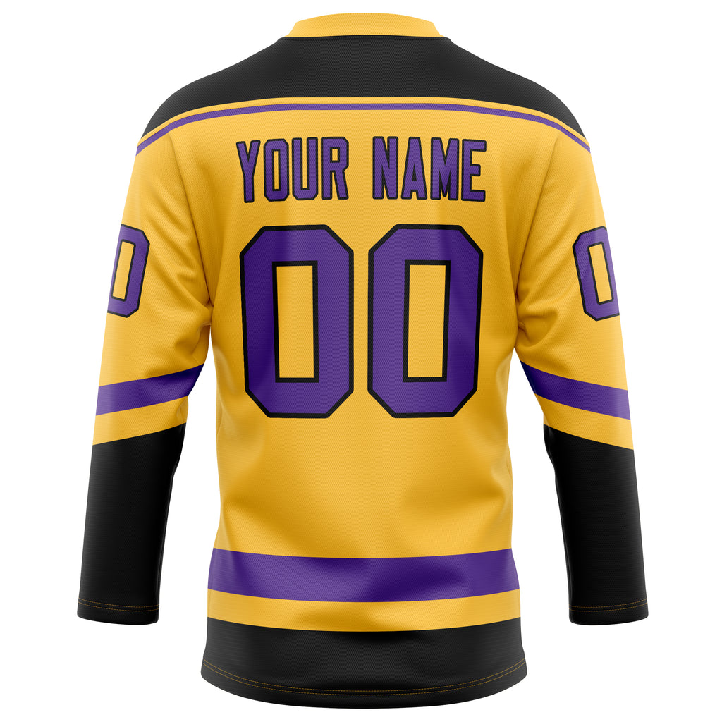Personalized Gold & Purple Solid Colour Hockey Jersey