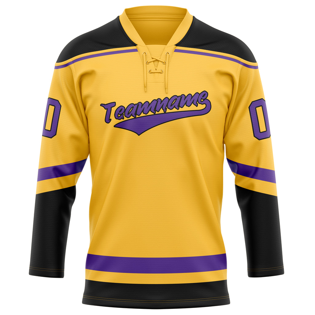 Personalized Gold & Purple Solid Colour Hockey Jersey