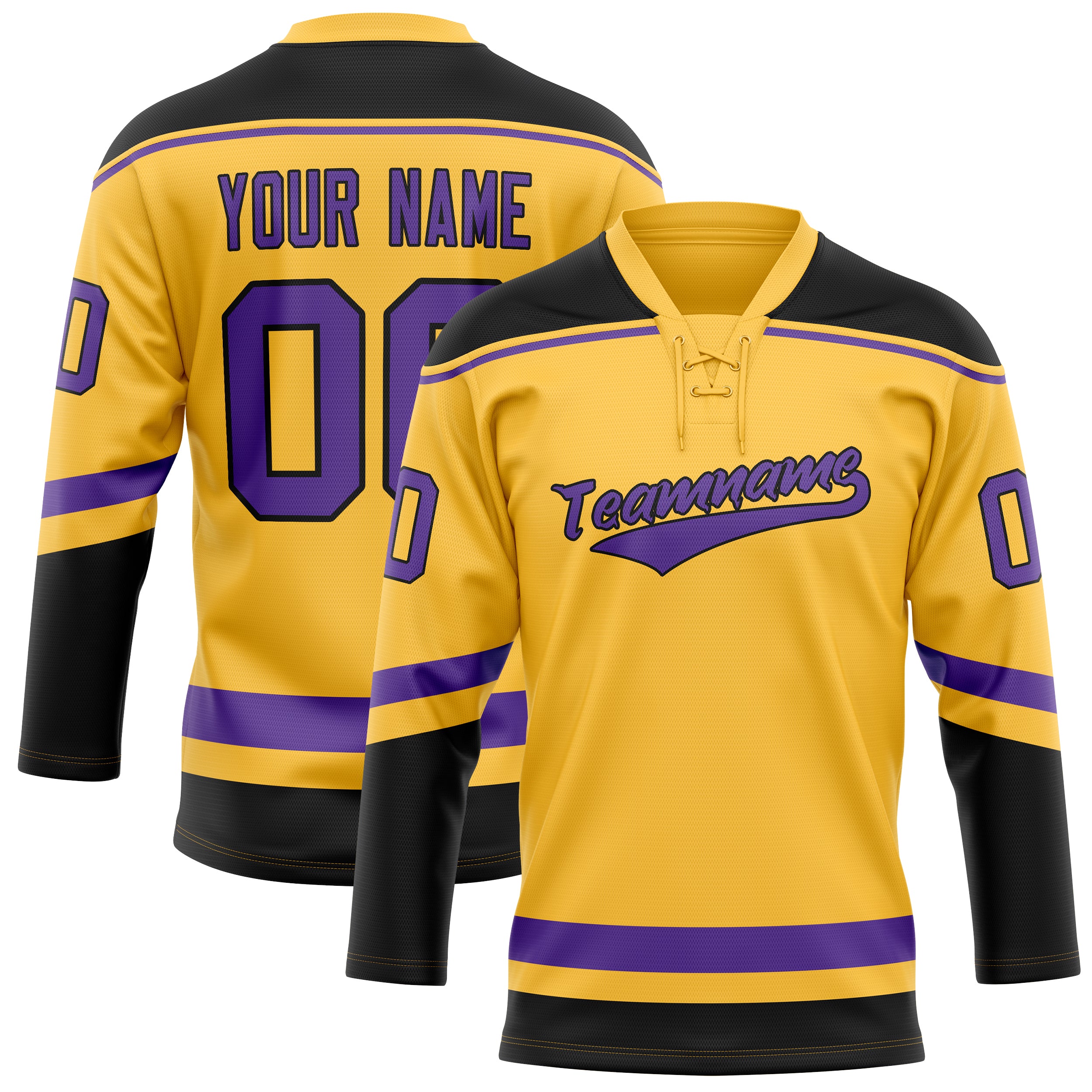 Personalized Gold & Purple Solid Colour Hockey Jersey