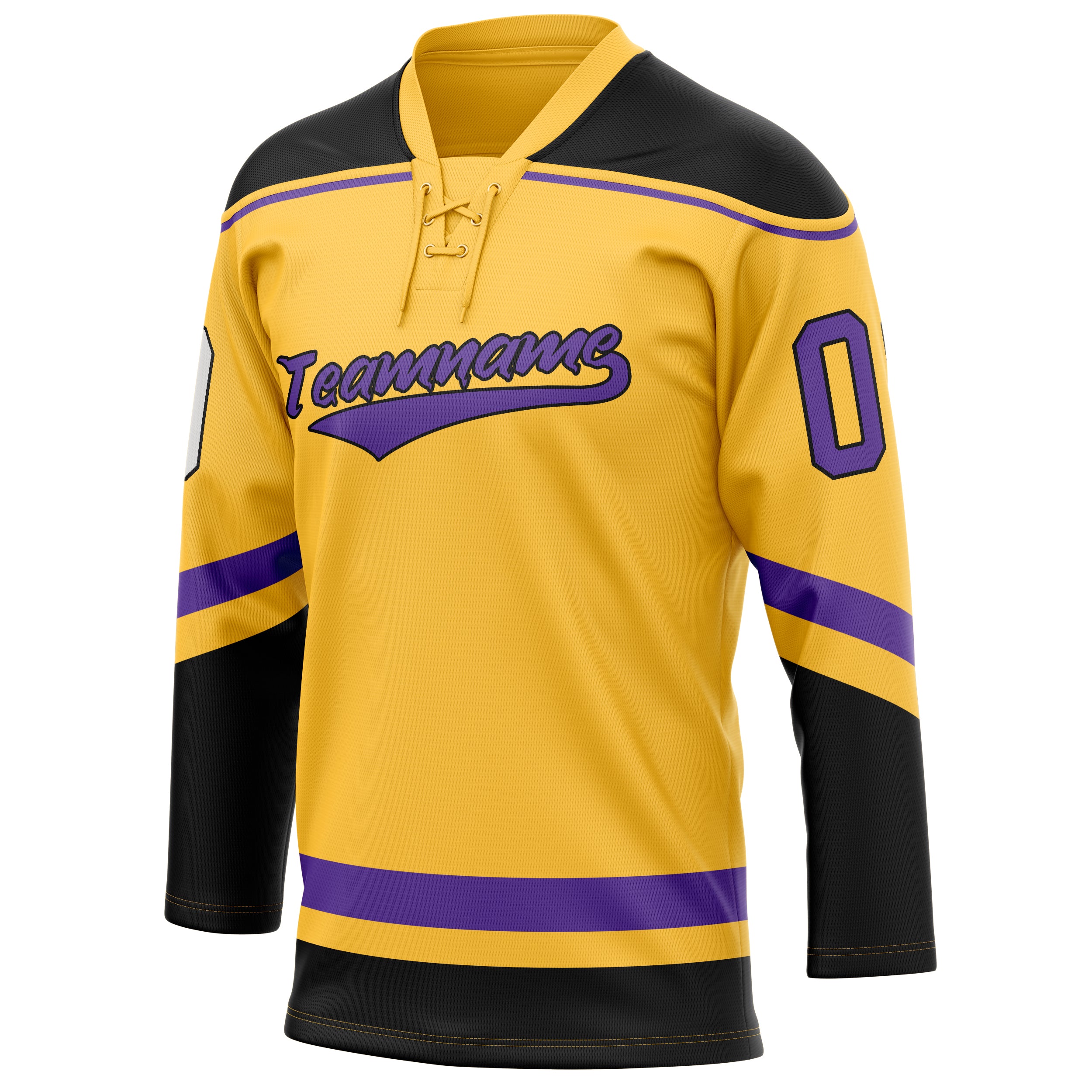 Personalized Gold & Purple Solid Colour Hockey Jersey