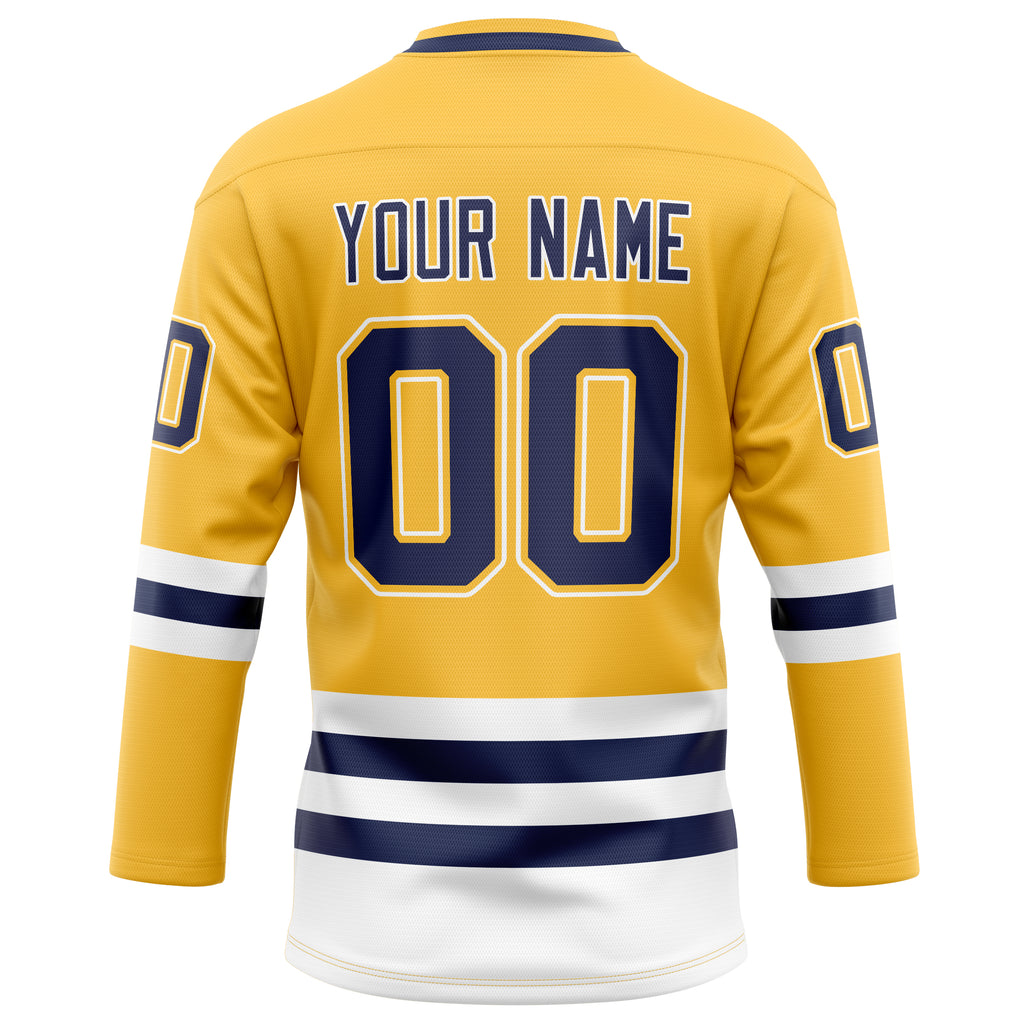 Personalized Gold & Navy Solid Colour Hockey Jersey