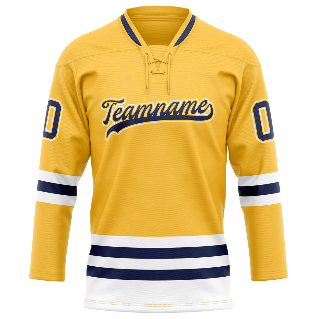 Personalized Gold & Navy Solid Colour Hockey Jersey