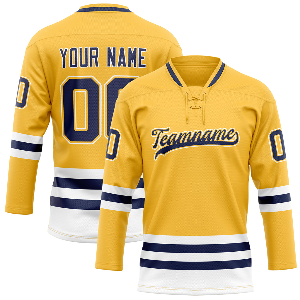 Personalized Gold & Navy Solid Colour Hockey Jersey