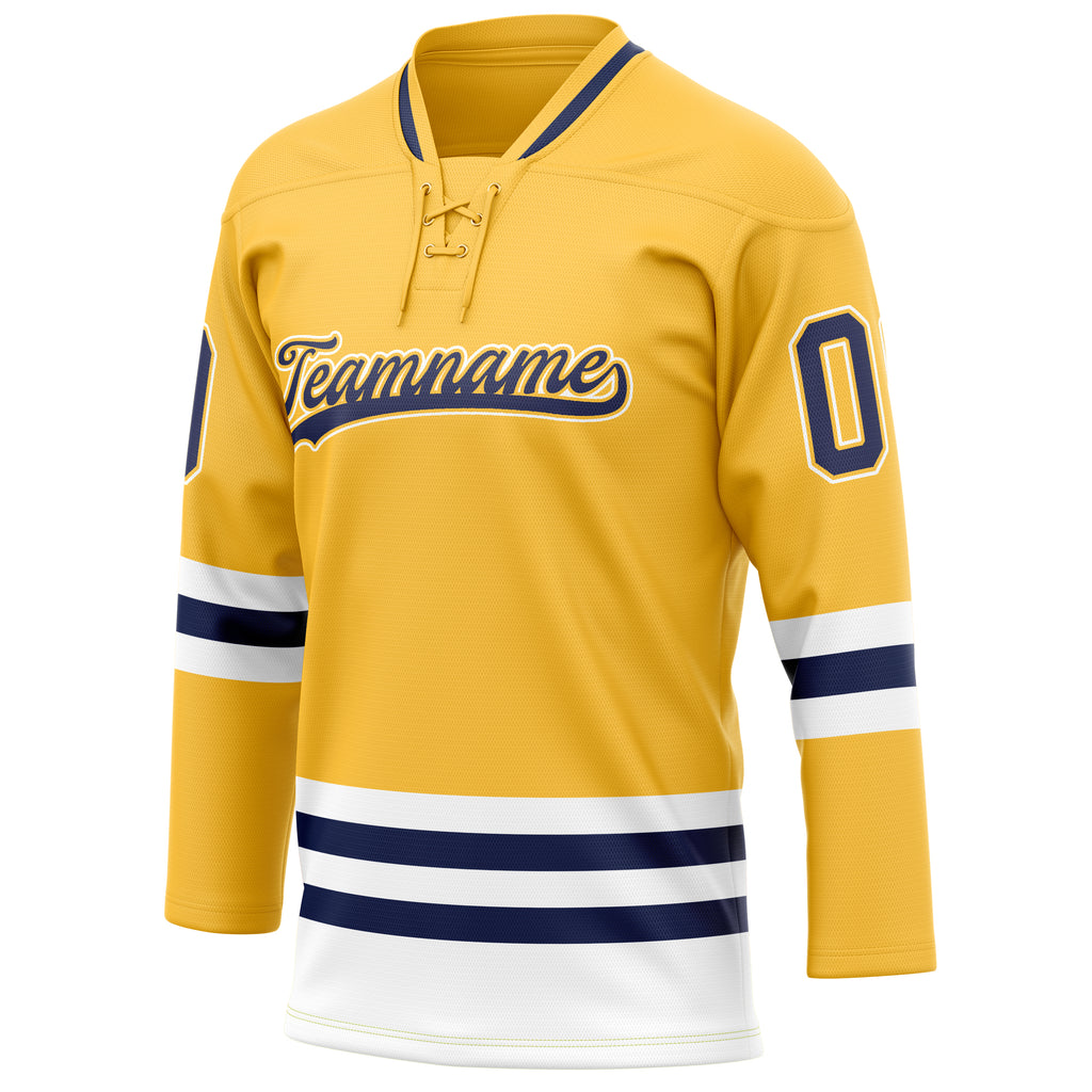 Personalized Gold & Navy Solid Colour Hockey Jersey
