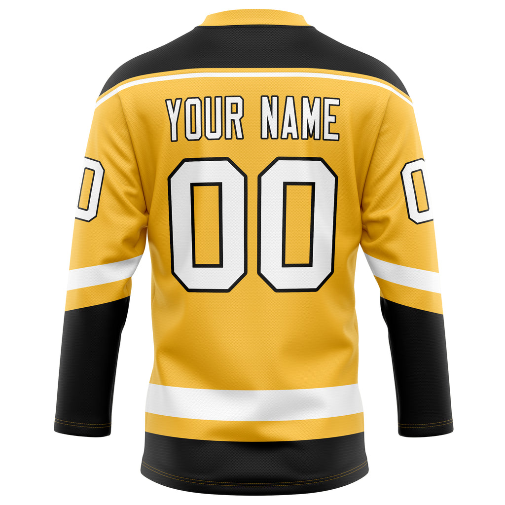 Personalized Gold & Black Solid Colour Hockey Jersey