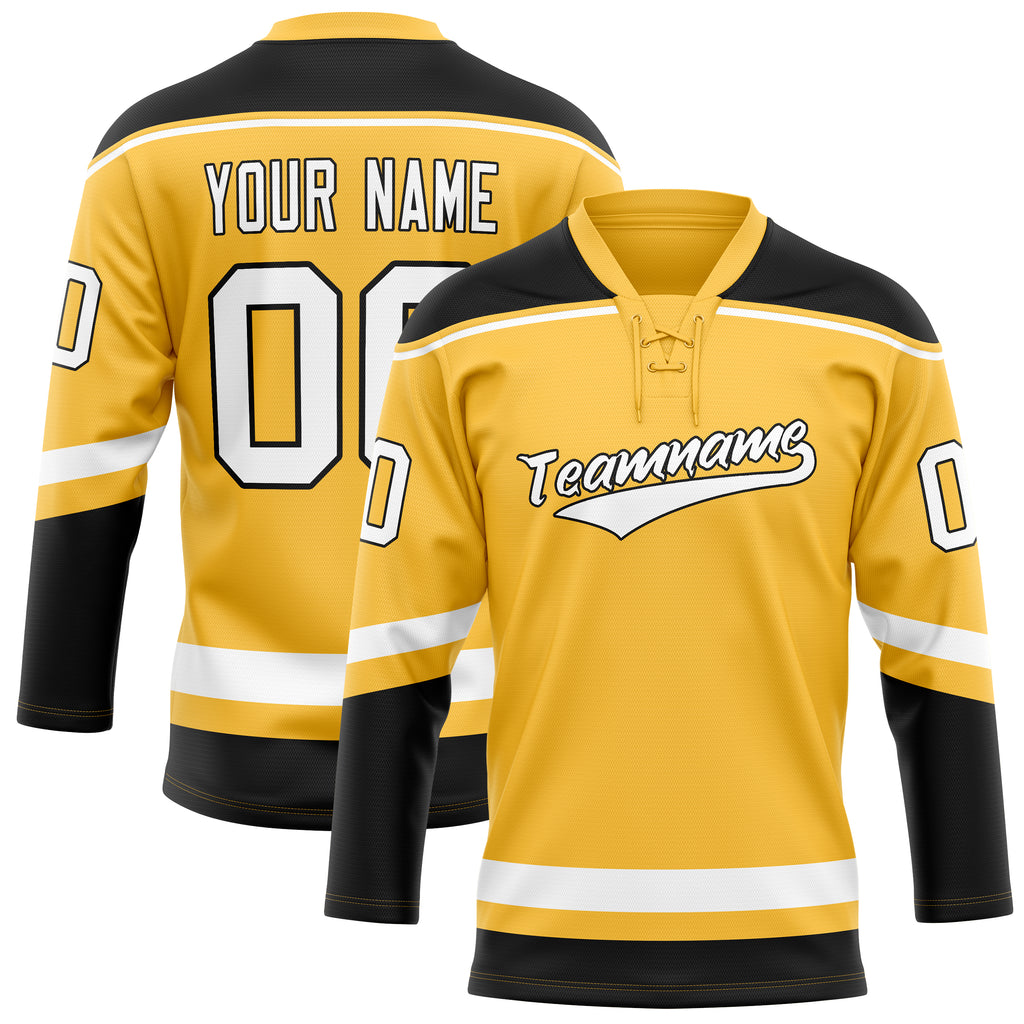 Personalized Gold & Black Solid Colour Hockey Jersey