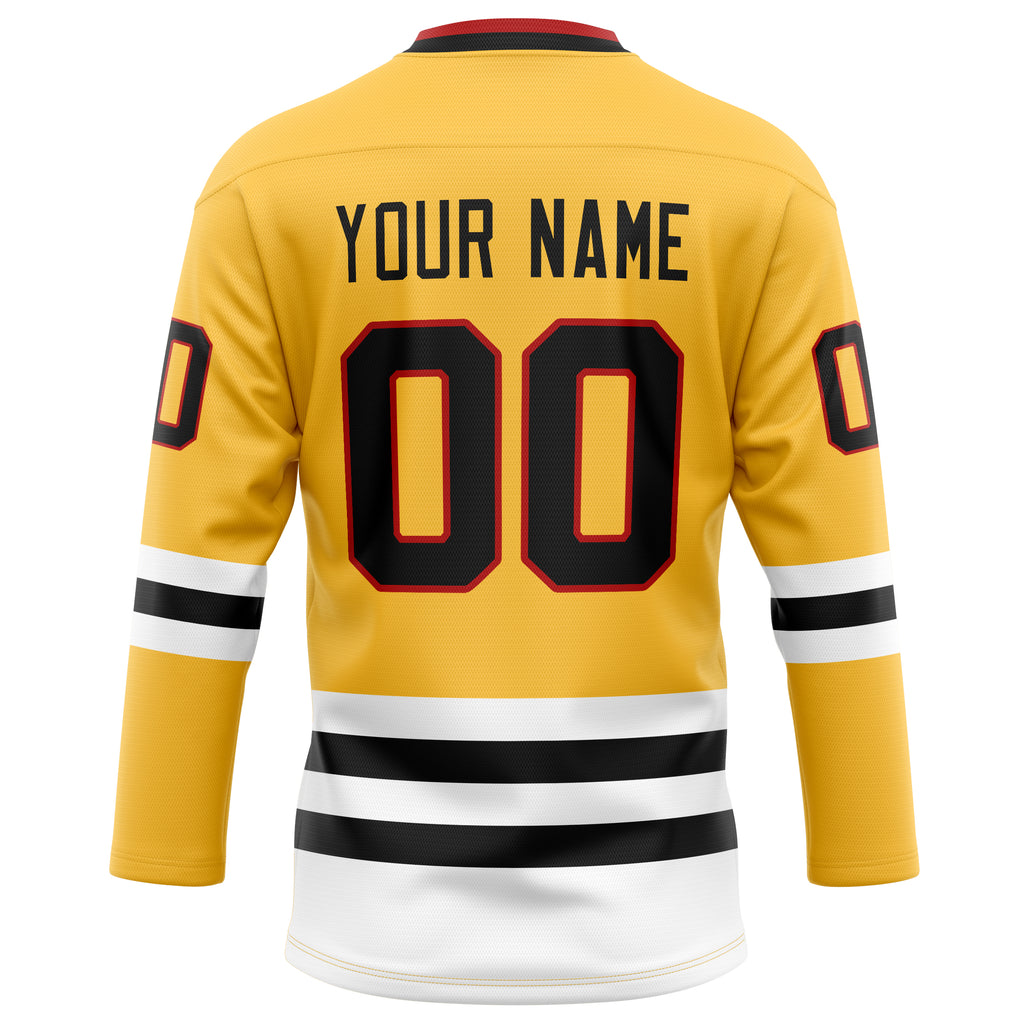 Personalized Gold & Black Solid Colour Hockey Jersey