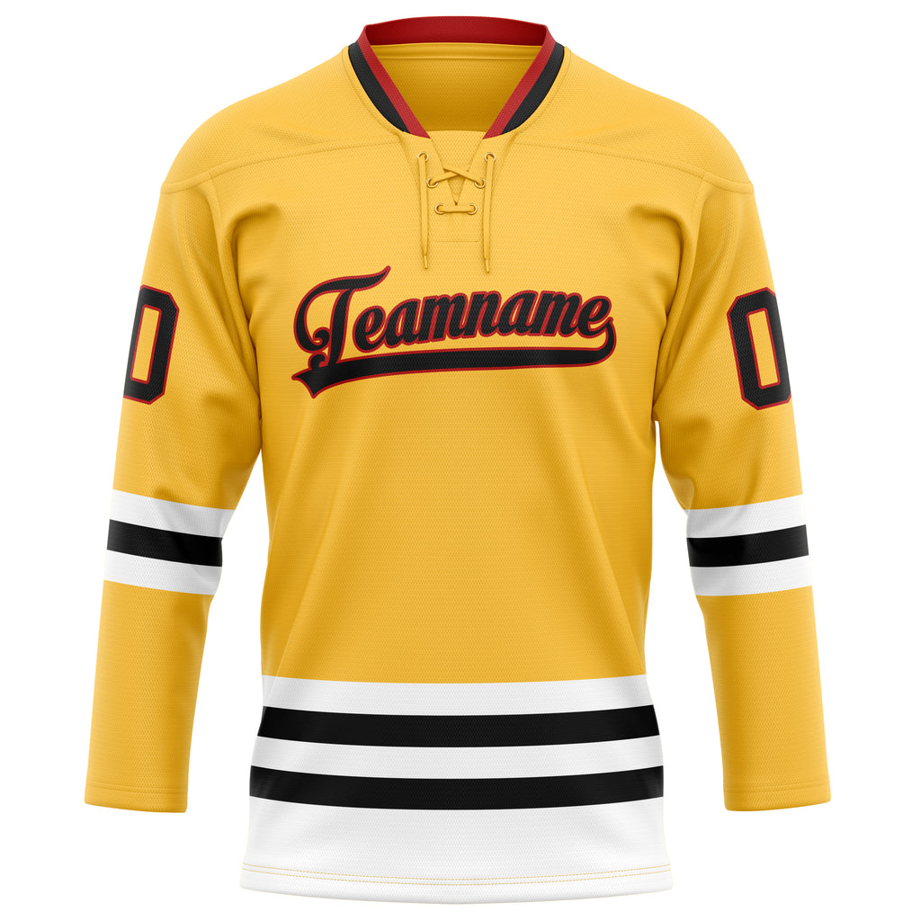 Personalized Gold & Black Solid Colour Hockey Jersey