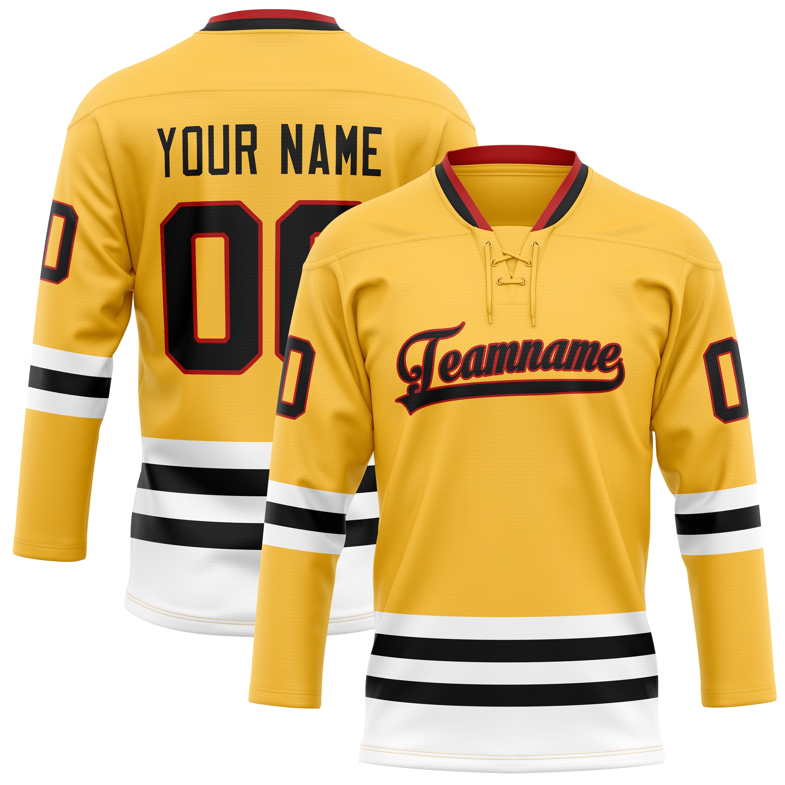 Personalized Gold & Black Solid Colour Hockey Jersey