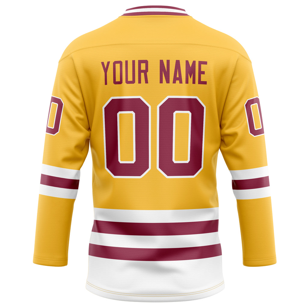 Personalized Gold & Red Solid Colour Hockey Jersey