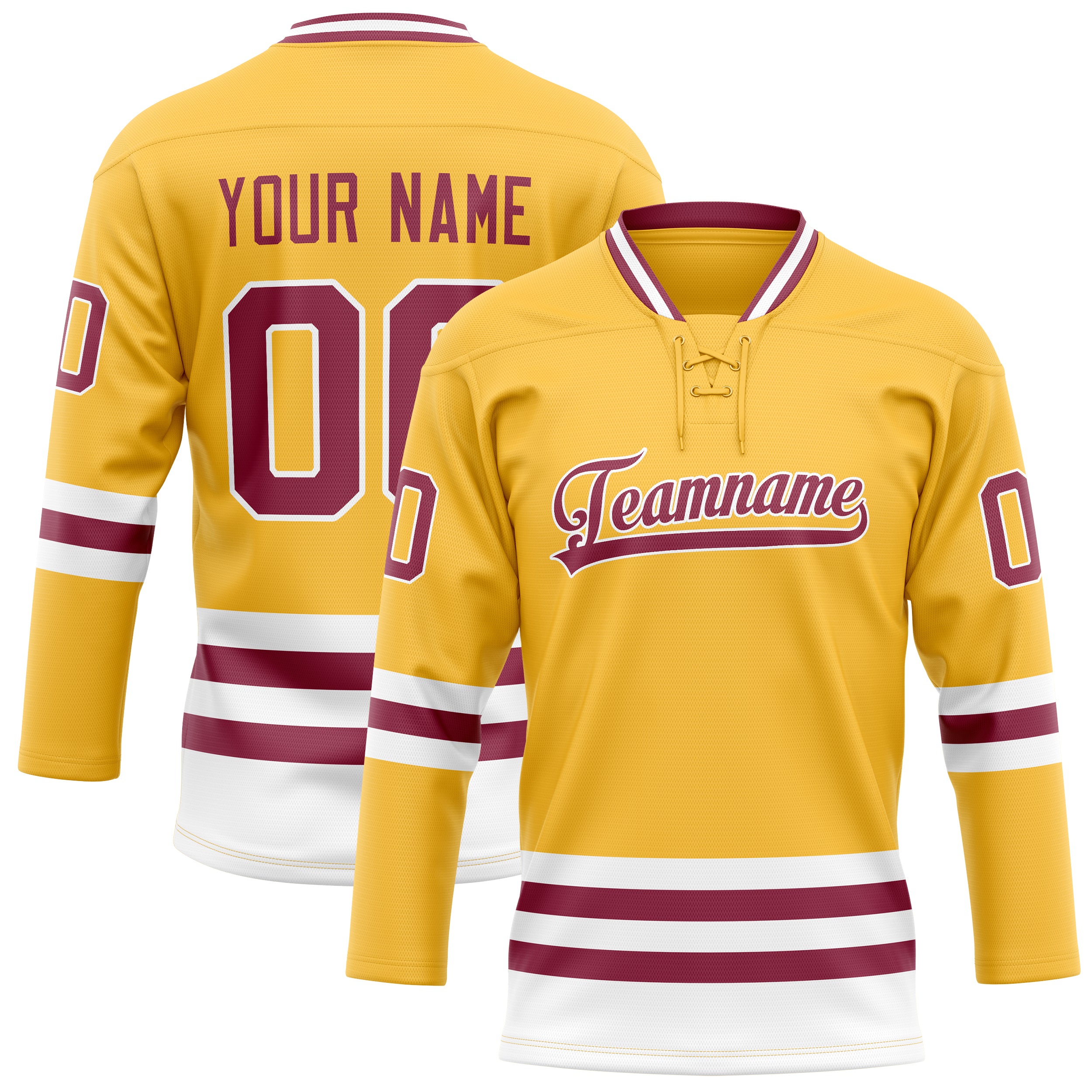 Personalized Gold & Red Solid Colour Hockey Jersey