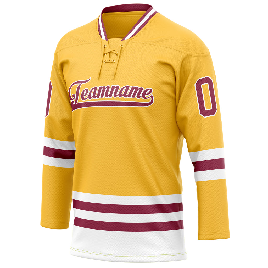 Personalized Gold & Red Solid Colour Hockey Jersey