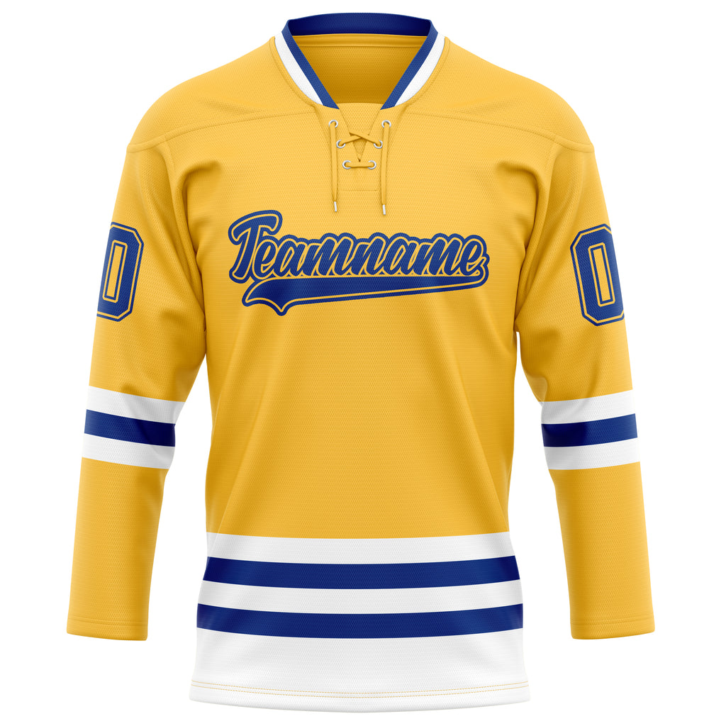Personalized Gold & Royal Solid Colour Hockey Jersey