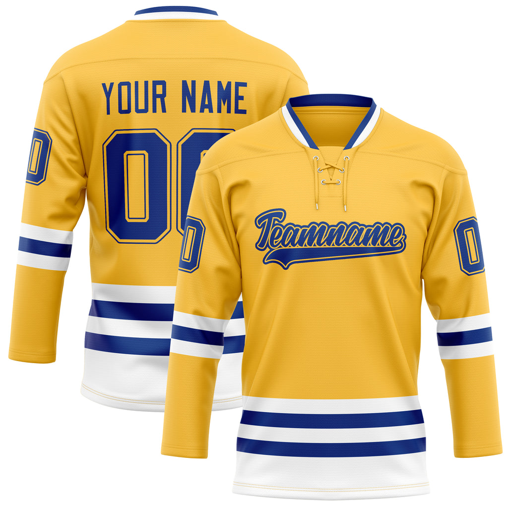 Personalized Gold & Royal Solid Colour Hockey Jersey