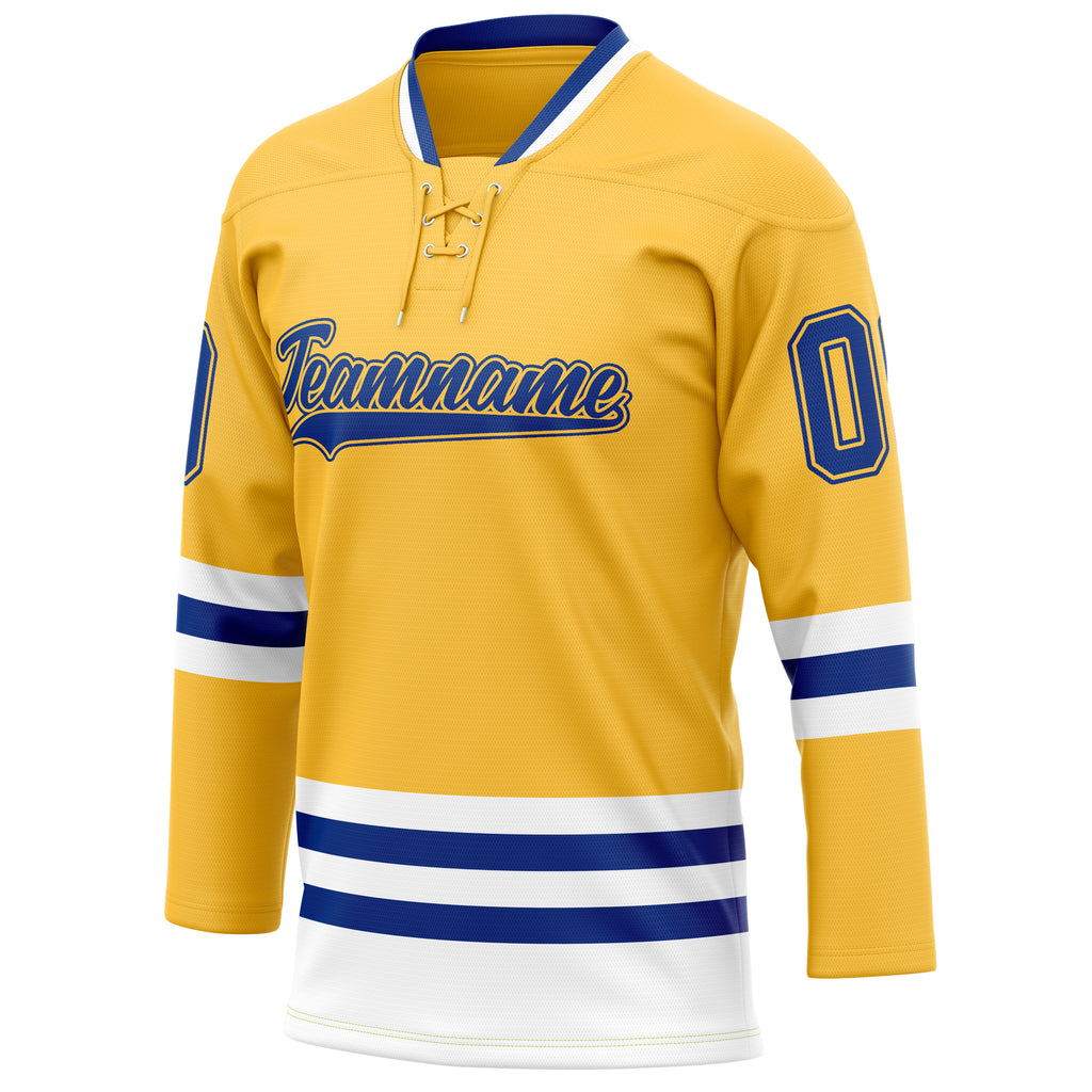 Personalized Gold & Royal Solid Colour Hockey Jersey
