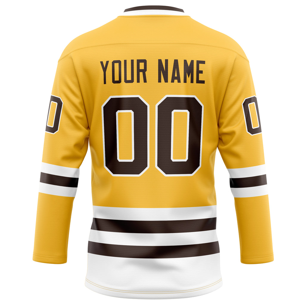 Personalized Gold & Brown Solid Colour Hockey Jersey