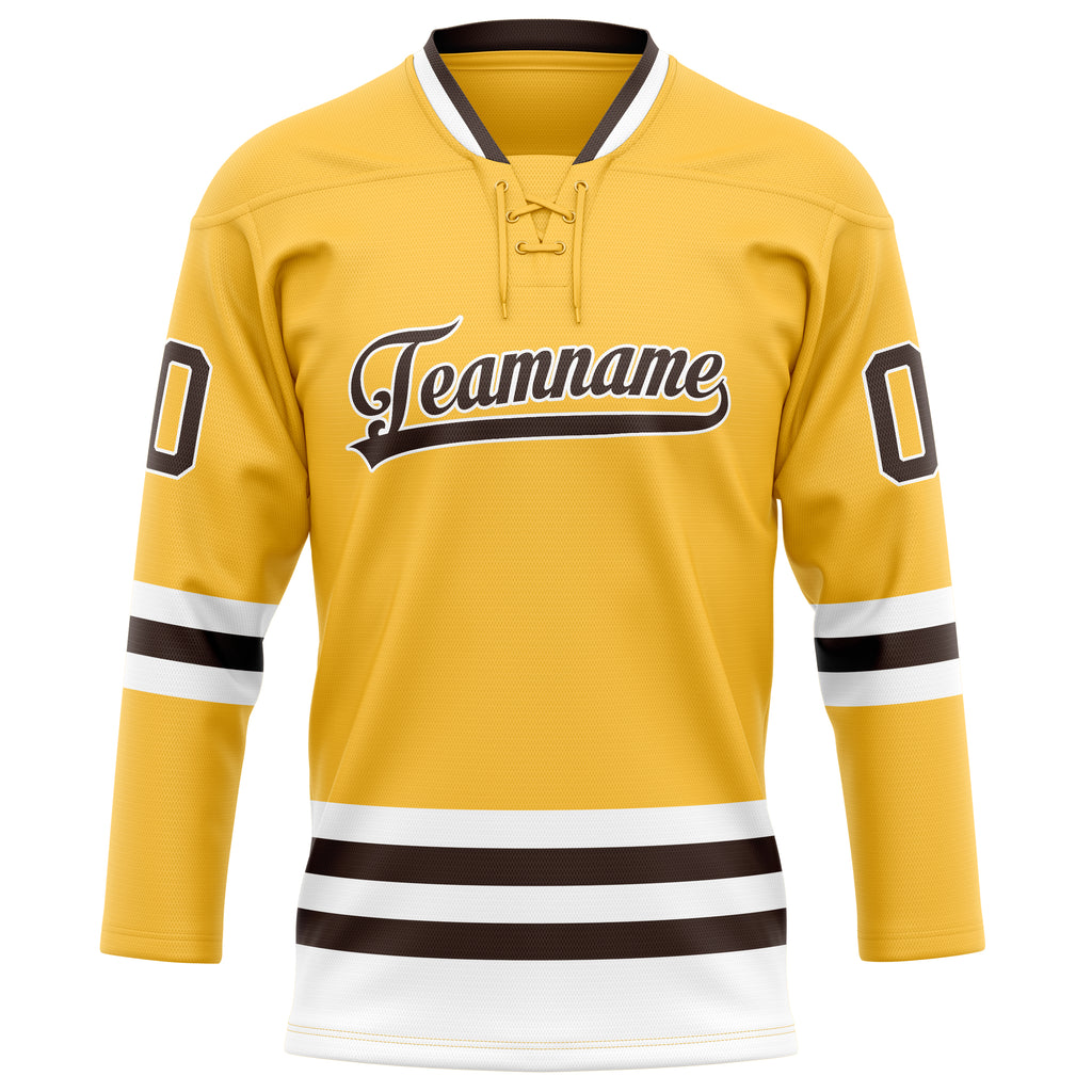 Personalized Gold & Brown Solid Colour Hockey Jersey