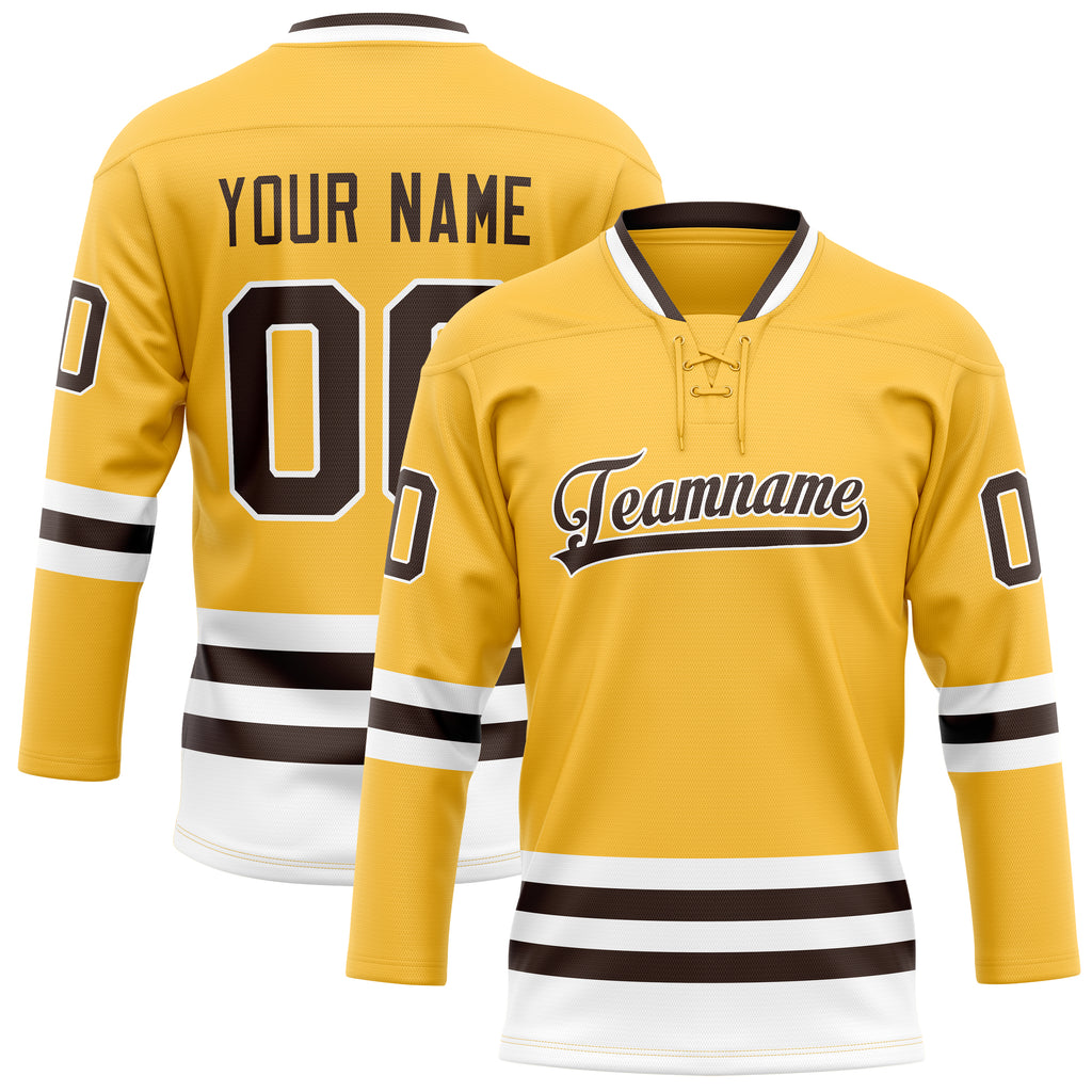 Personalized Gold & Brown Solid Colour Hockey Jersey