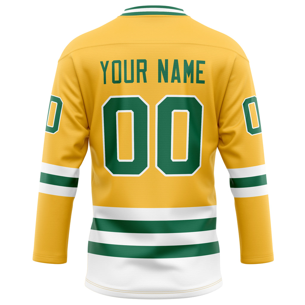 Personalized Gold & Kelly Green Solid Colour Hockey Jersey