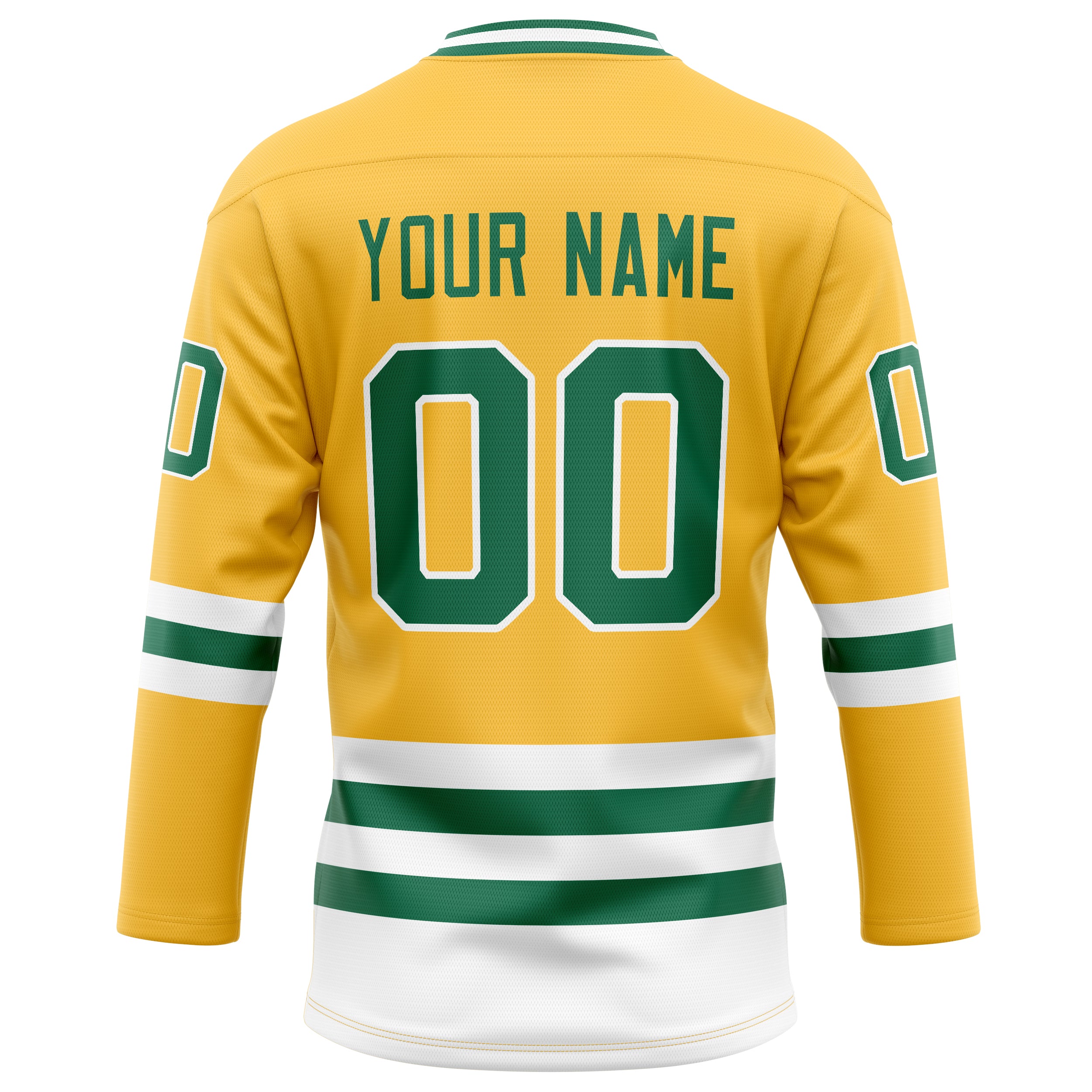 Personalized Gold & Kelly Green Solid Colour Hockey Jersey