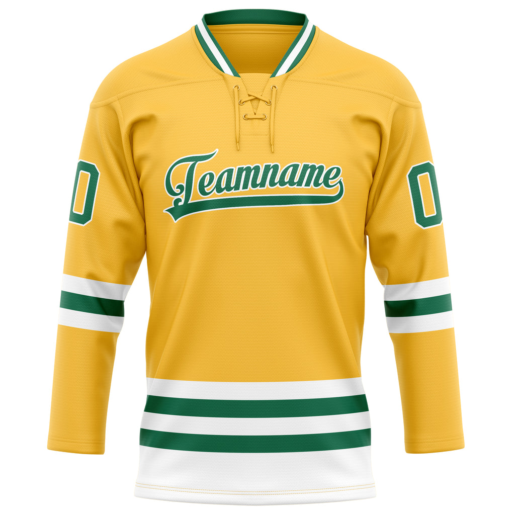 Personalized Gold & Kelly Green Solid Colour Hockey Jersey