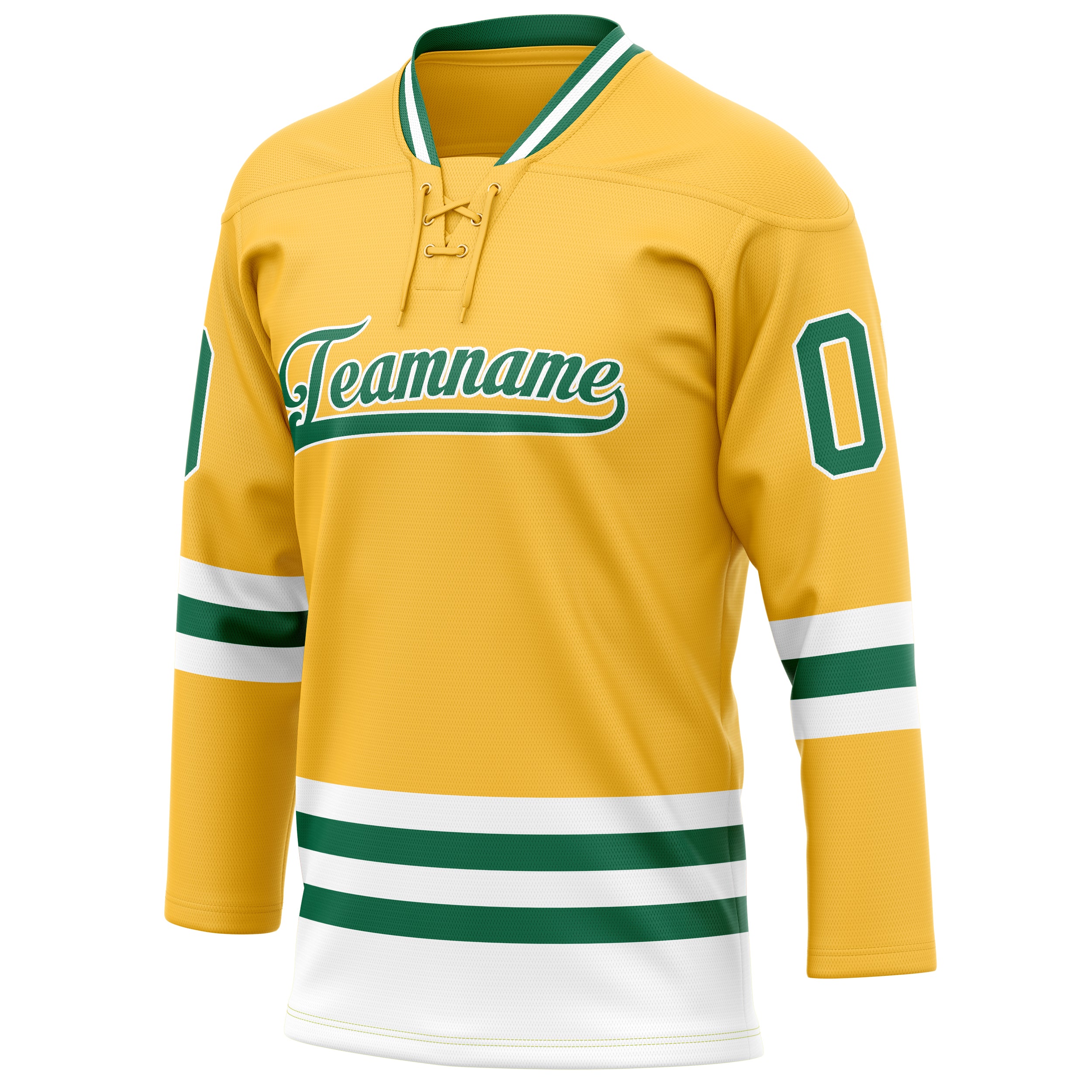 Personalized Gold & Kelly Green Solid Colour Hockey Jersey