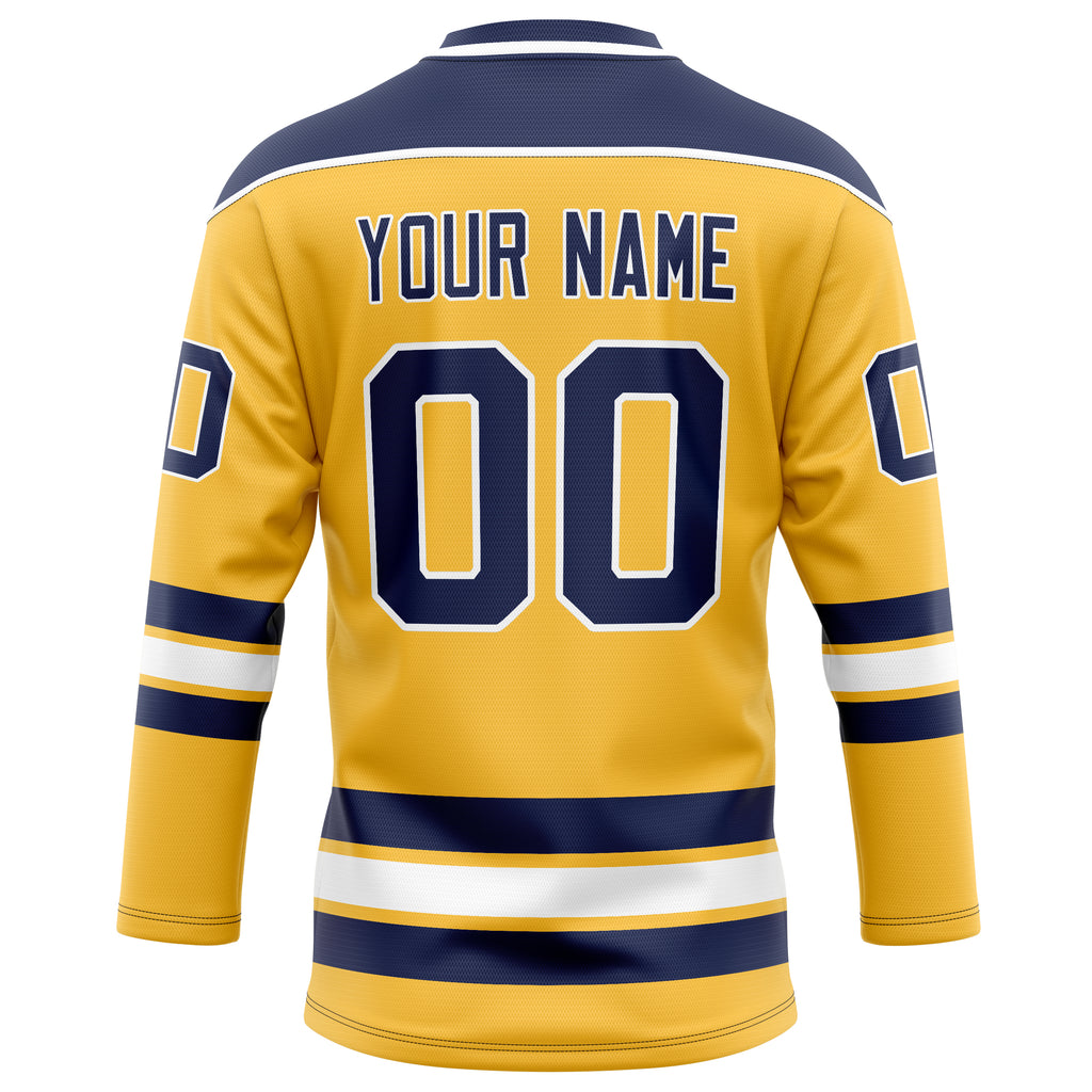 Personalized Gold & Navy Solid Colour Hockey Jersey