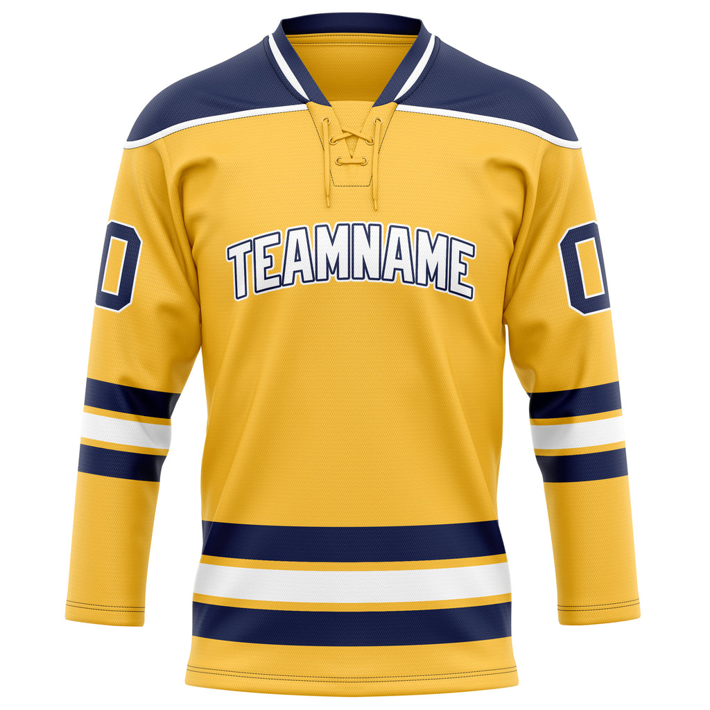 Personalized Gold & Navy Solid Colour Hockey Jersey