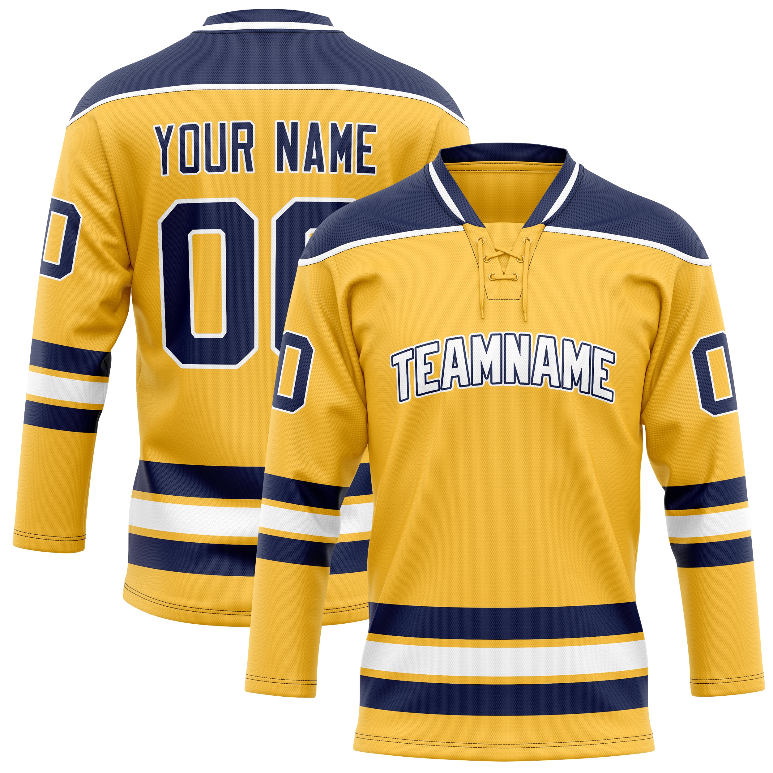 Personalized Gold & Navy Solid Colour Hockey Jersey
