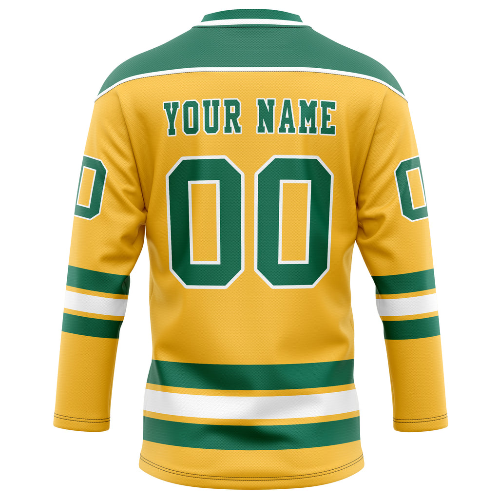 Personalized Gold & Kelly Green Solid Colour Hockey Jersey