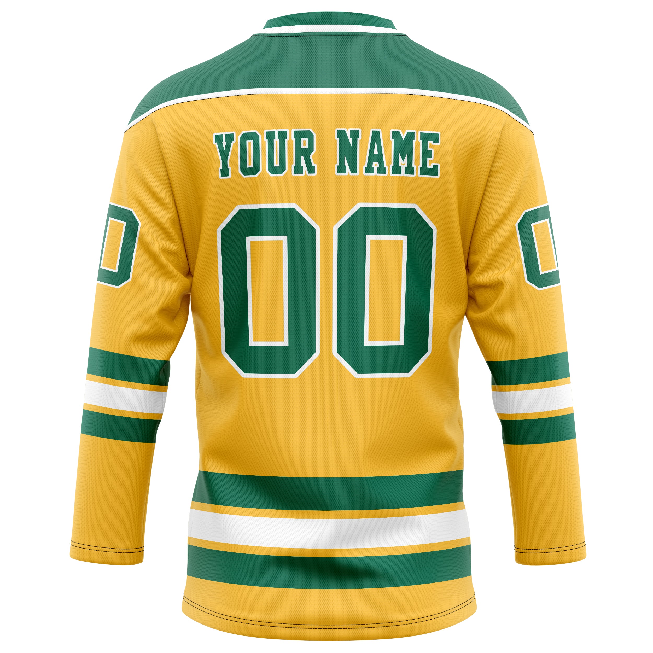 Personalized Gold & Kelly Green Solid Colour Hockey Jersey