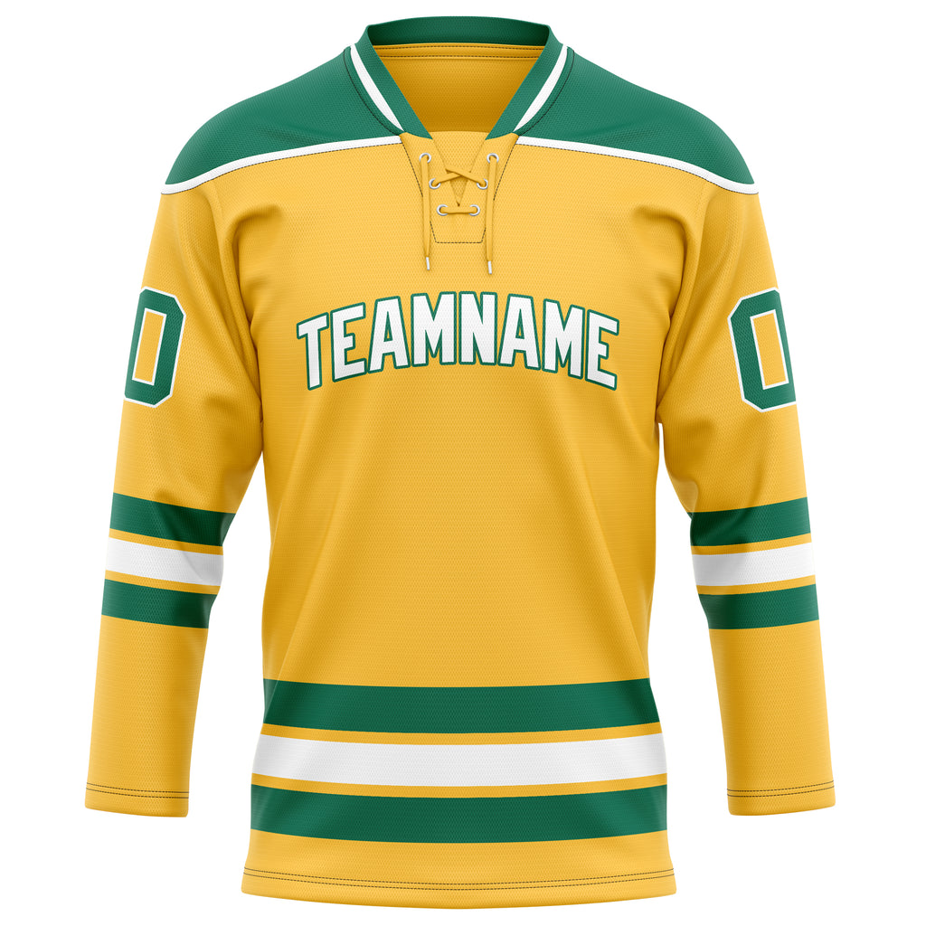 Personalized Gold & Kelly Green Solid Colour Hockey Jersey