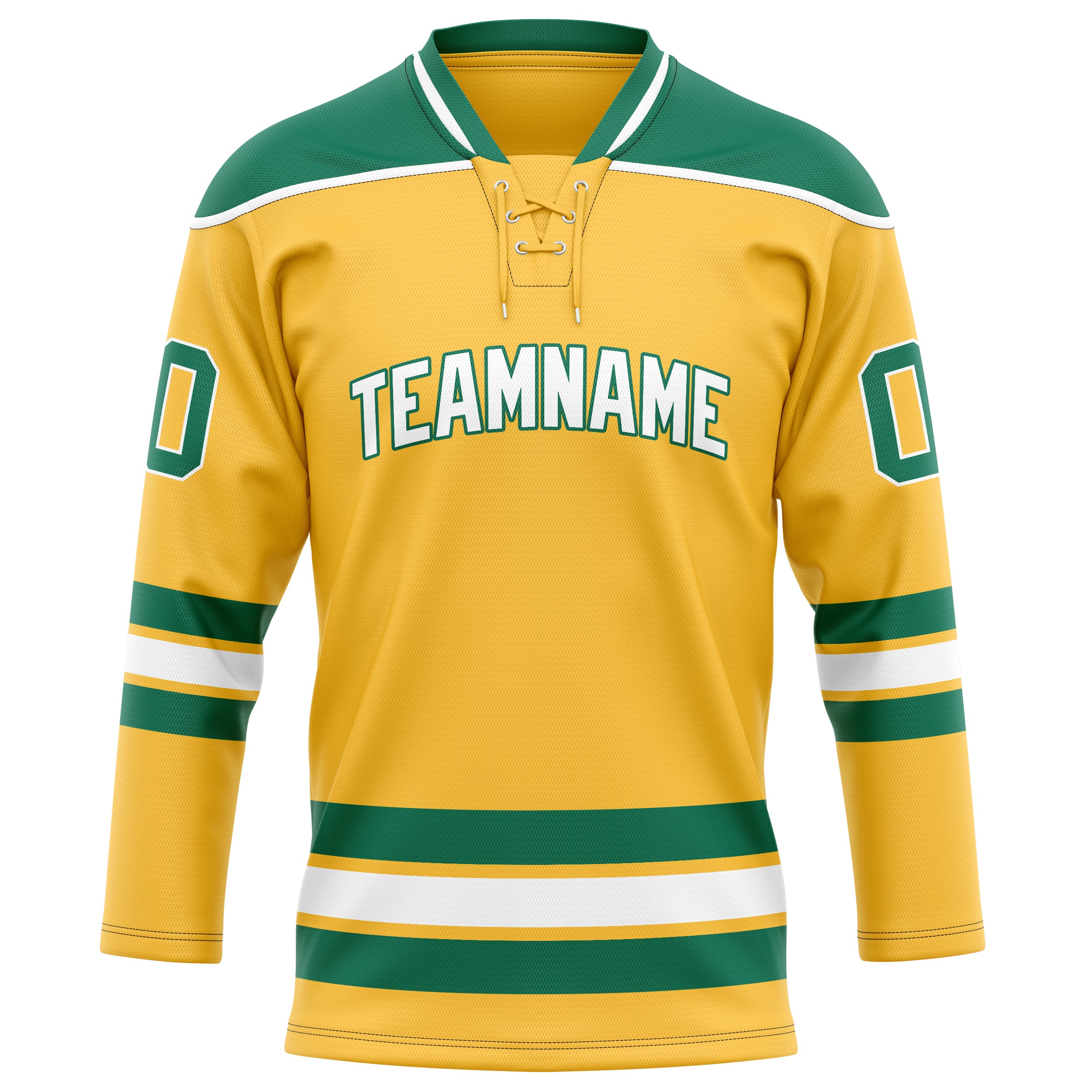 Personalized Gold & Kelly Green Solid Colour Hockey Jersey