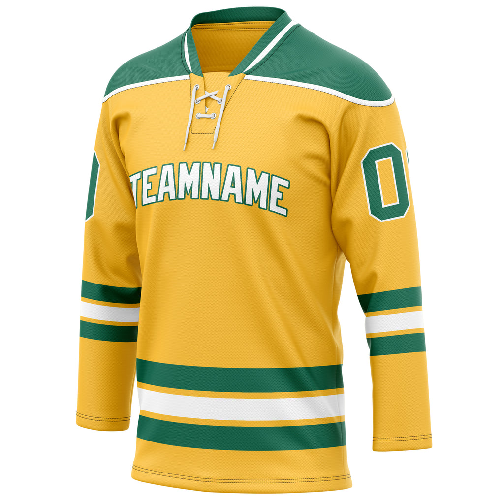 Personalized Gold & Kelly Green Solid Colour Hockey Jersey