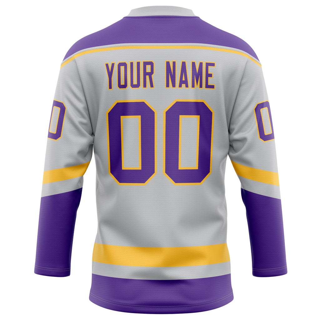 Personalized Gray & Purple Solid Colour Hockey Jersey