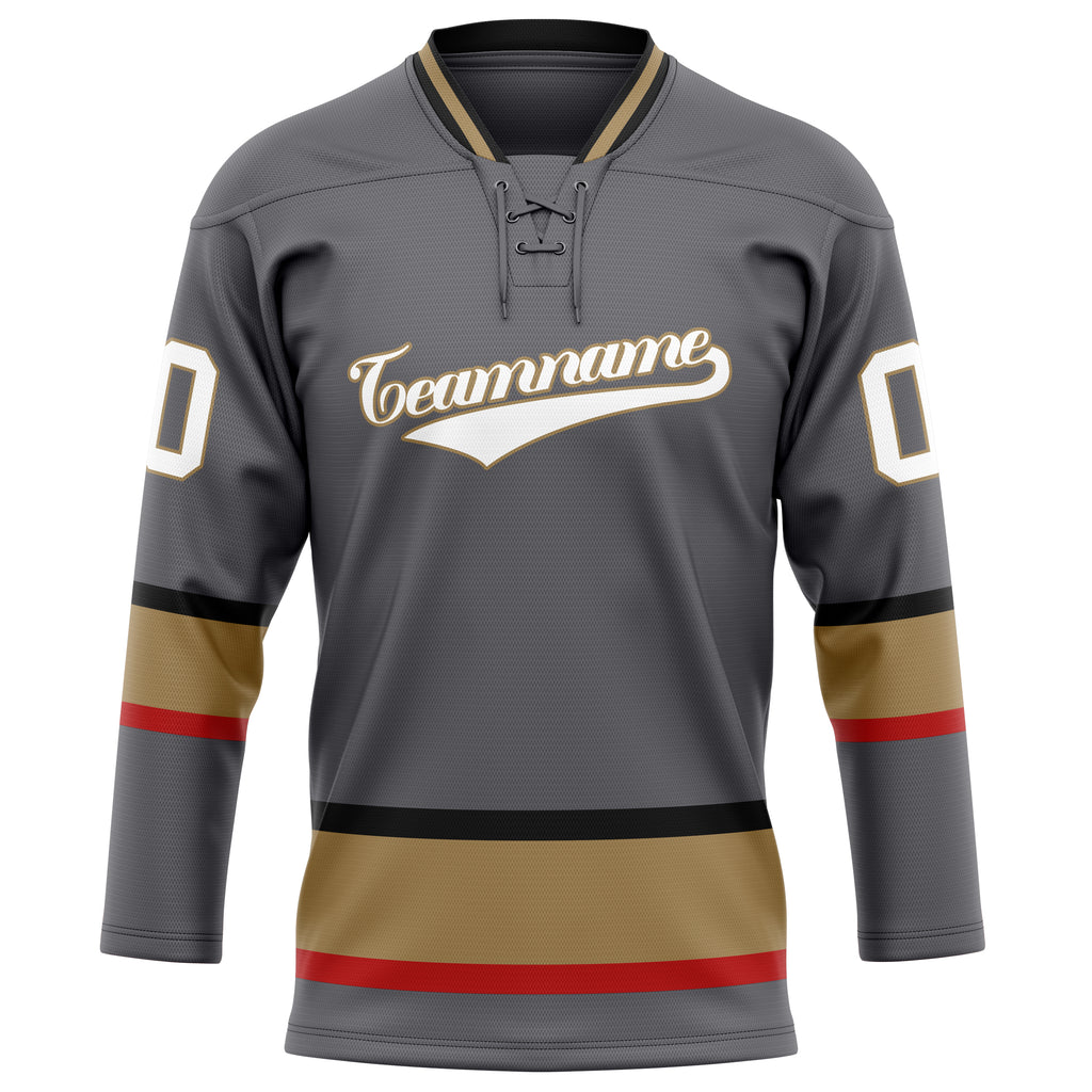 Personalized Gray & White Solid Colour Hockey Jersey