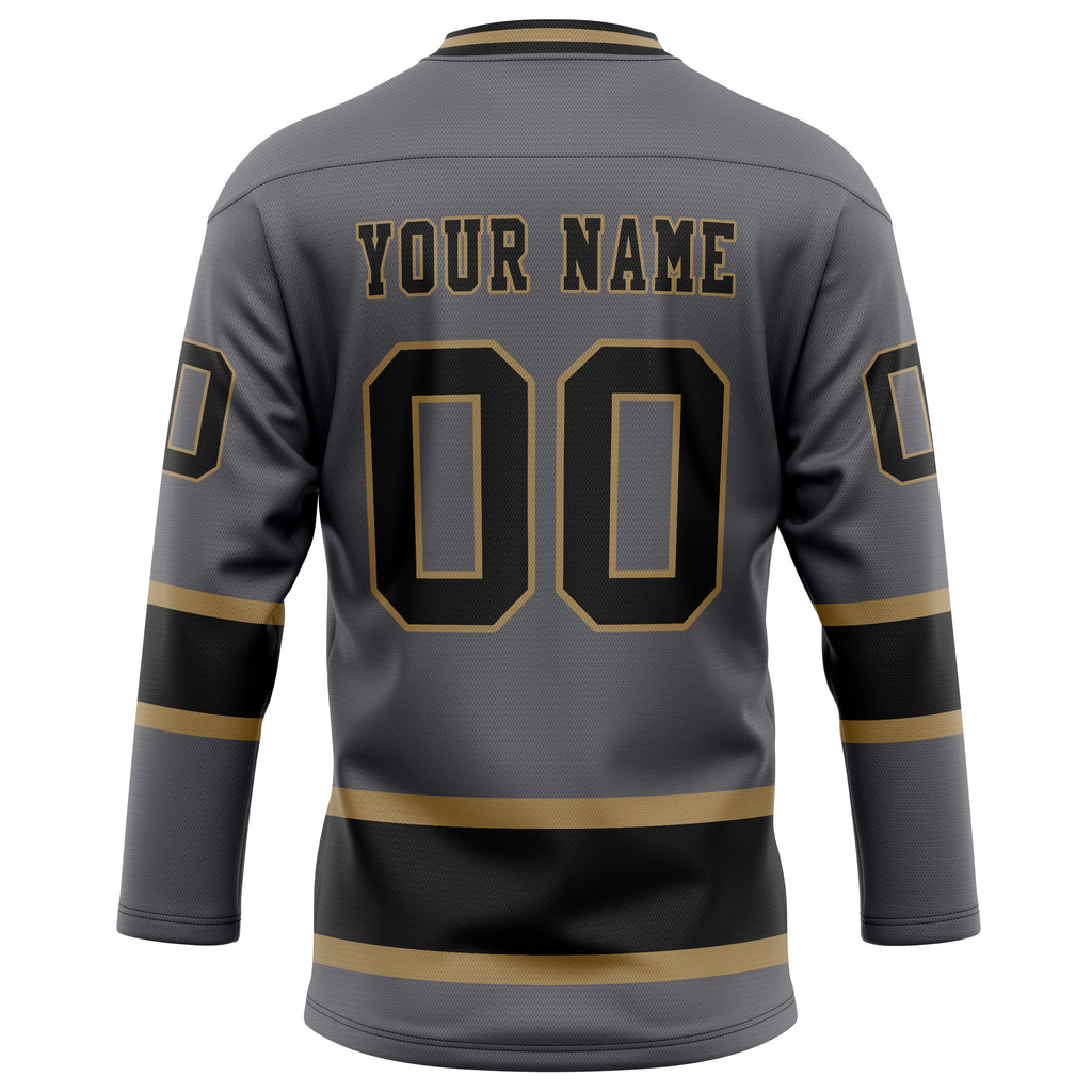 Personalized Gray & Black Solid Colour Hockey Jersey
