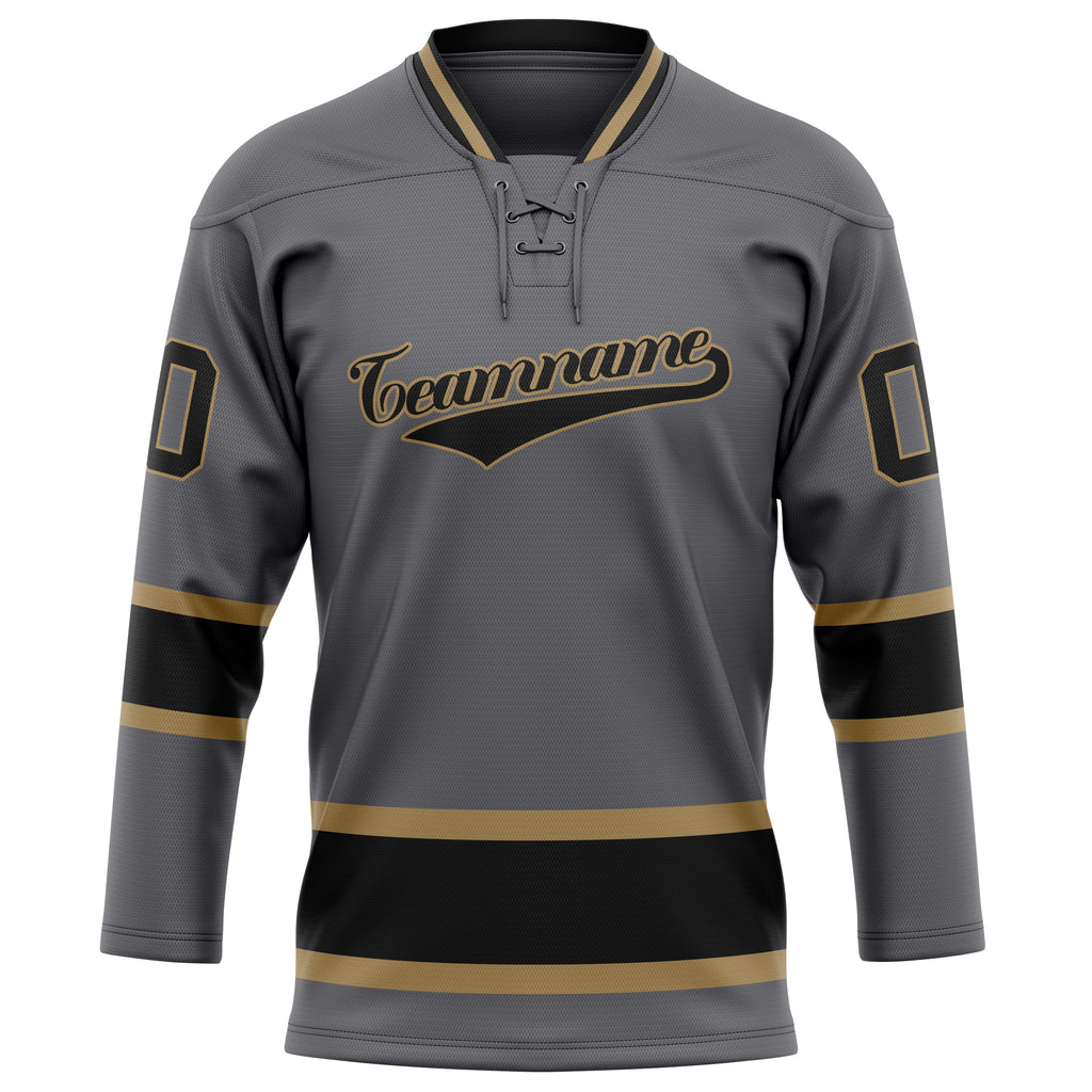 Personalized Gray & Black Solid Colour Hockey Jersey