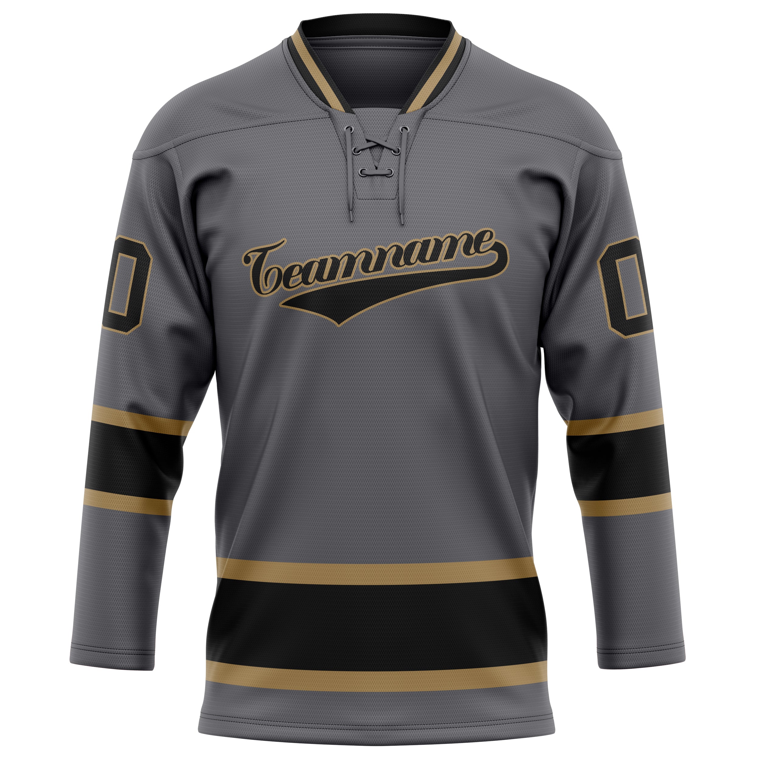 Personalized Gray & Black Solid Colour Hockey Jersey