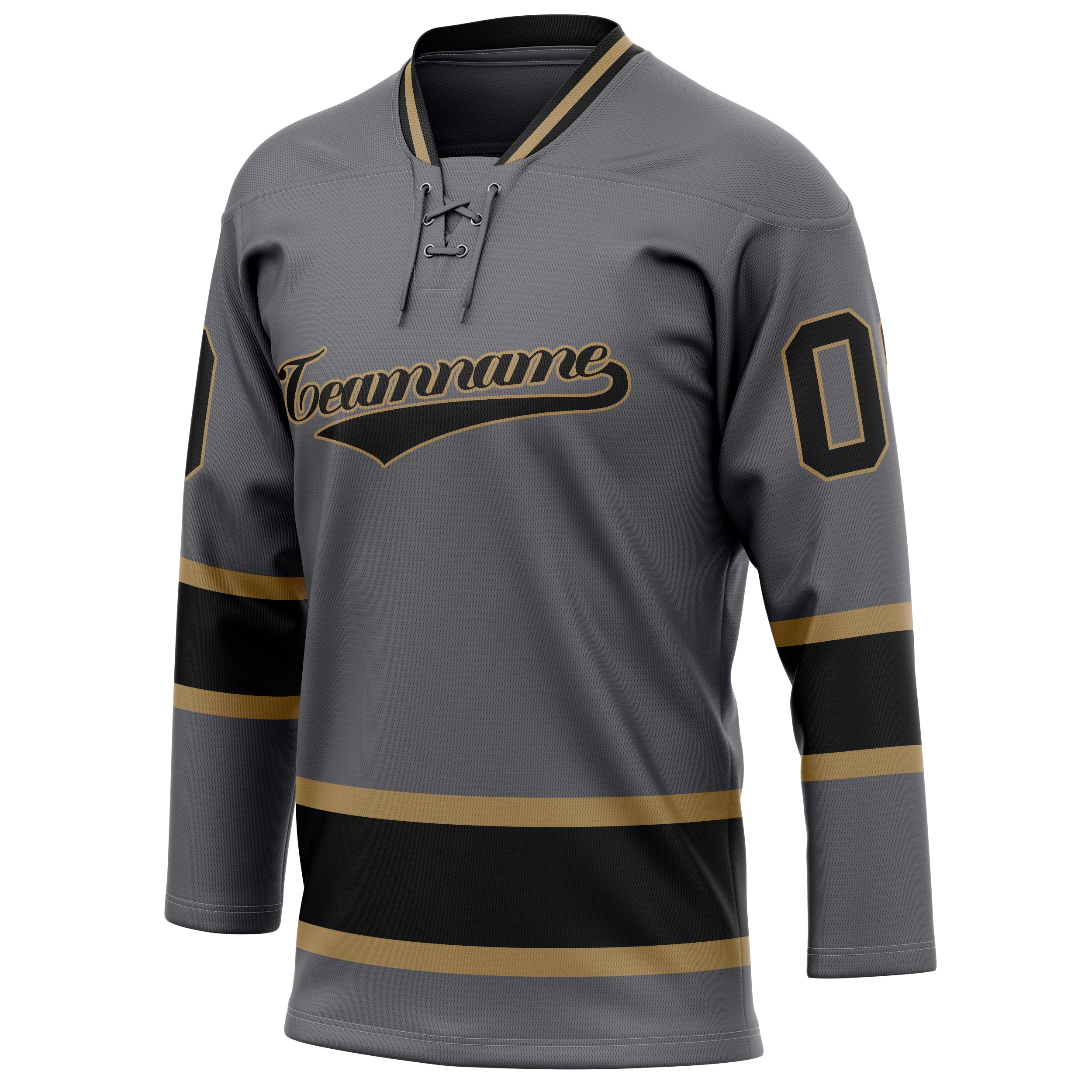Personalized Gray & Black Solid Colour Hockey Jersey
