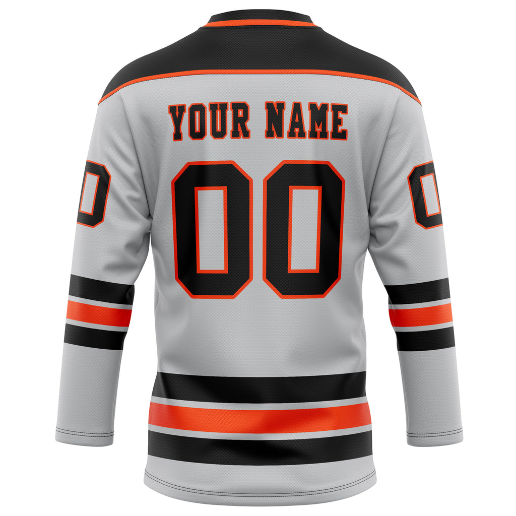Personalized Gray & Black Solid Colour Hockey Jersey