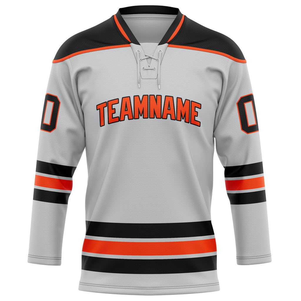 Personalized Gray & Black Solid Colour Hockey Jersey