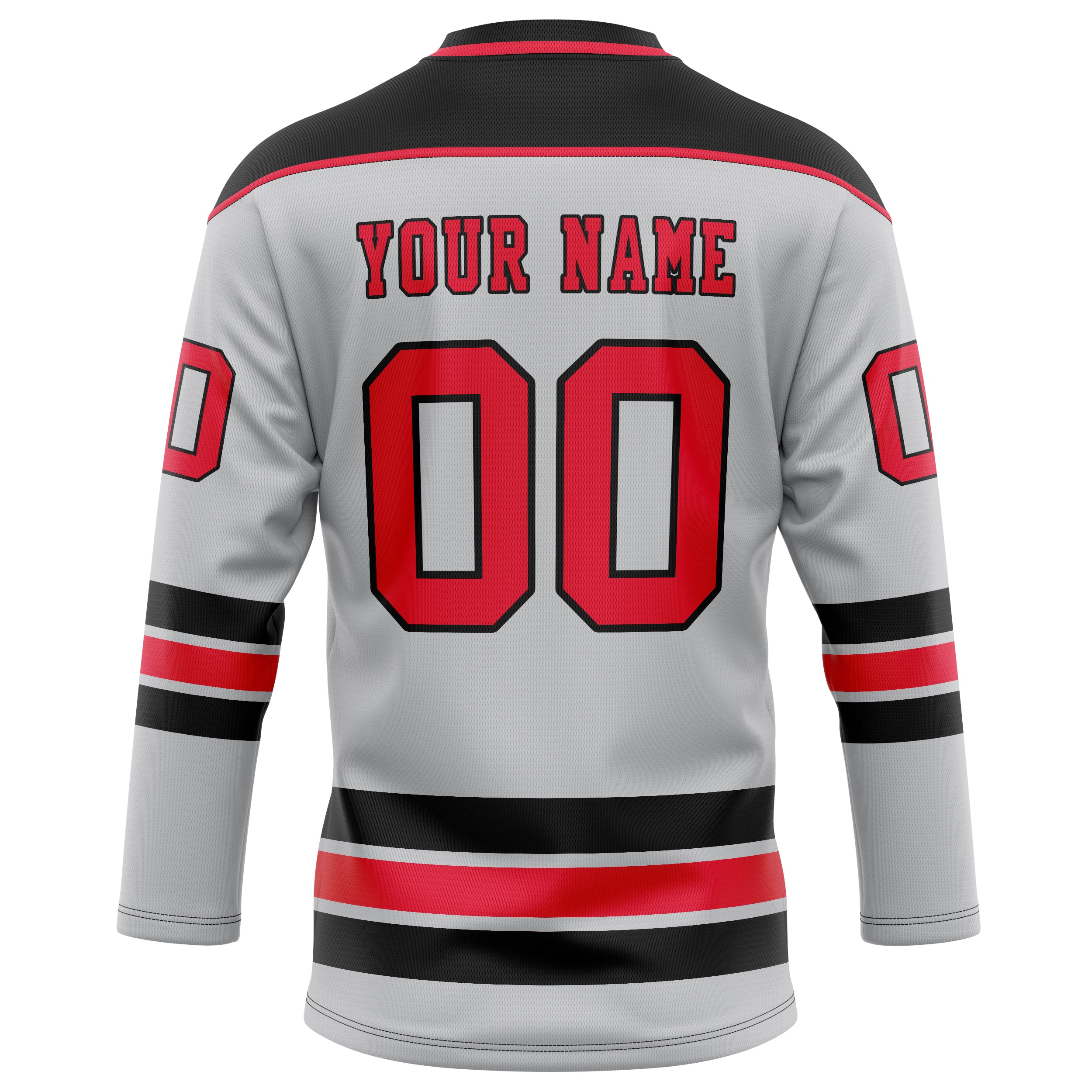 Personalized Gray & Red Solid Colour Hockey Jersey