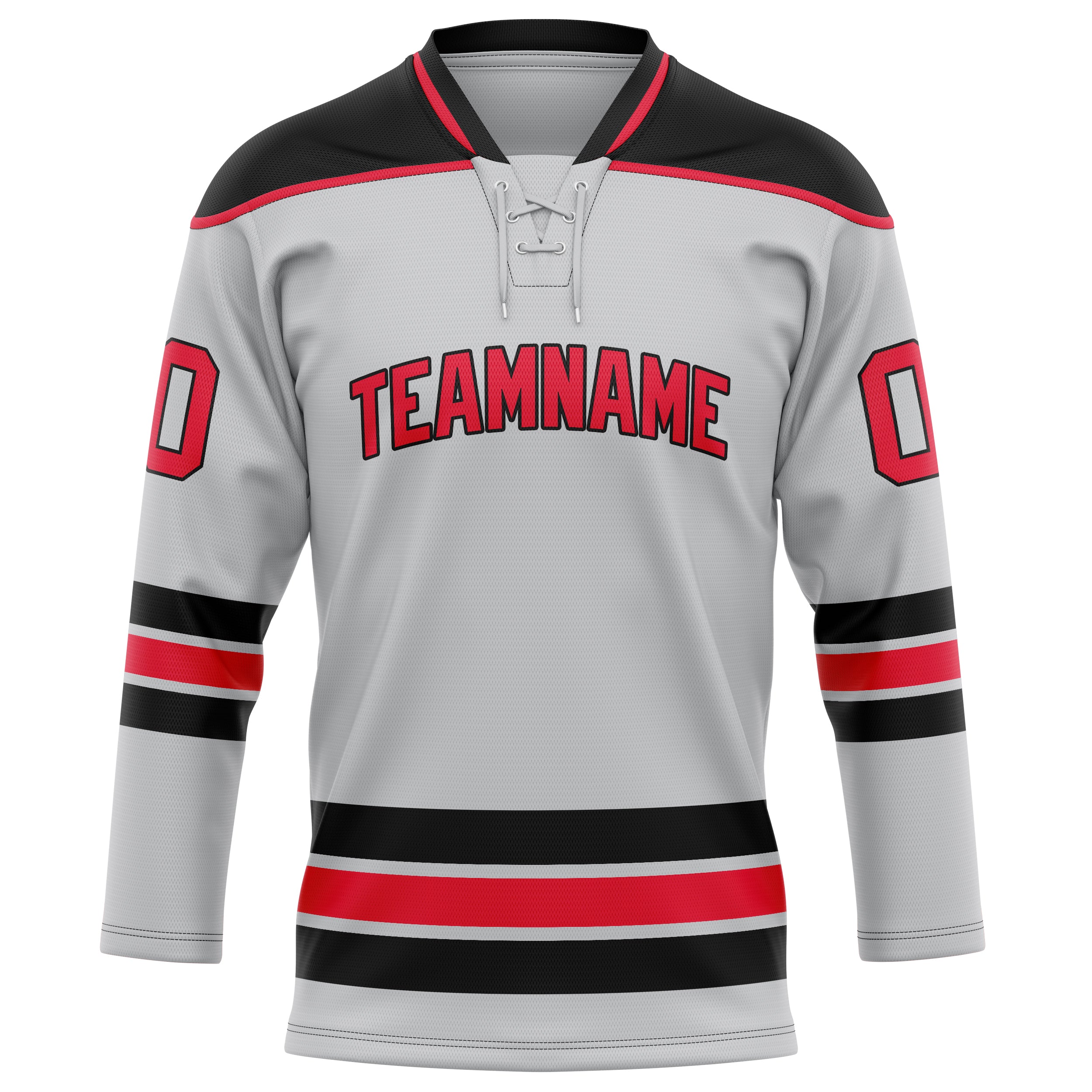 Personalized Gray & Red Solid Colour Hockey Jersey