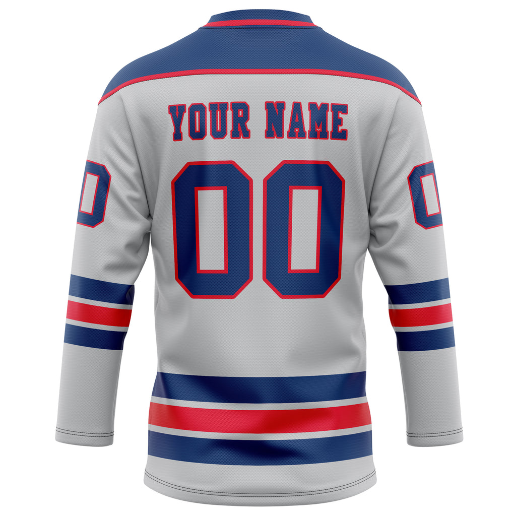 Personalized Gray & Royal Solid Colour Hockey Jersey