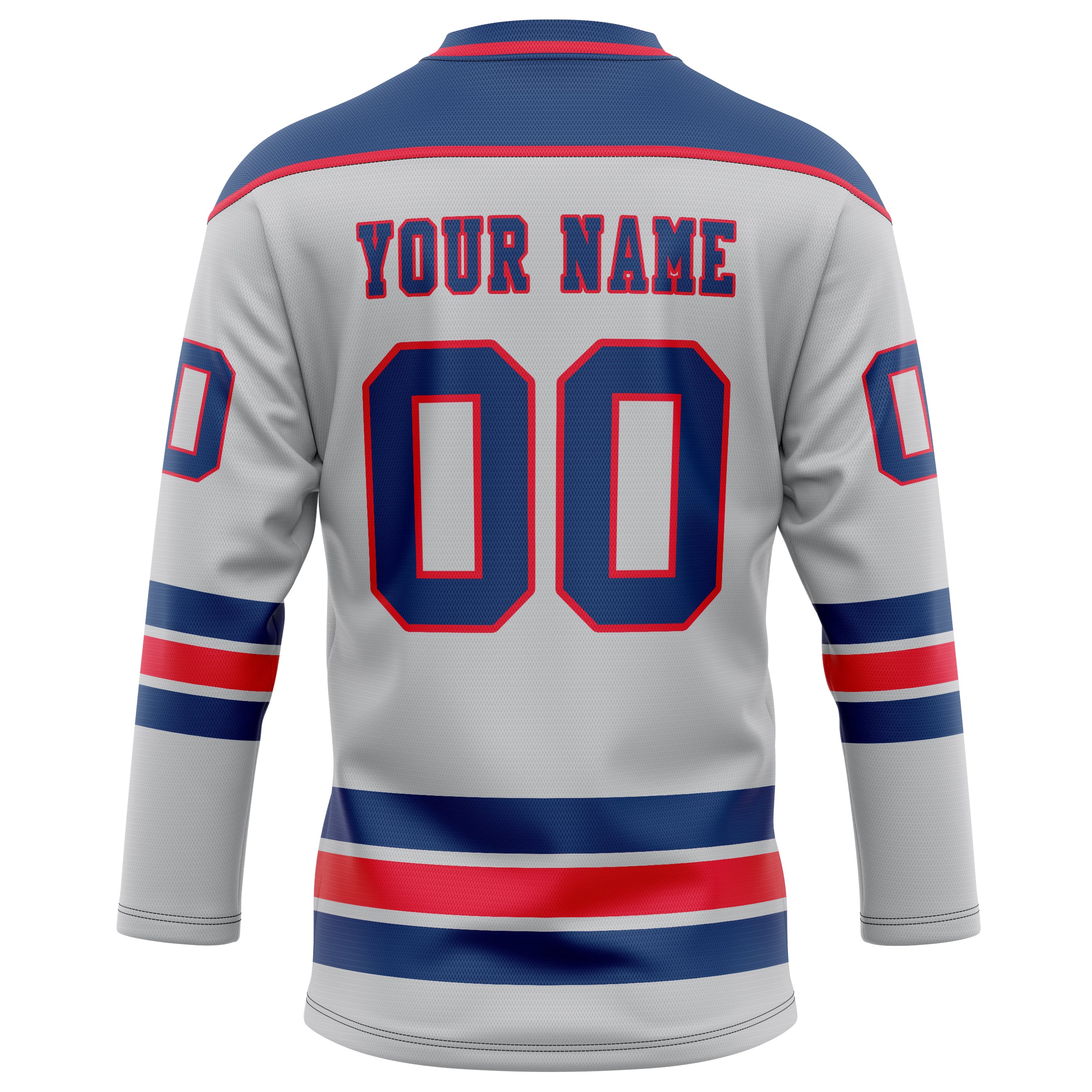 Personalized Gray & Royal Solid Colour Hockey Jersey