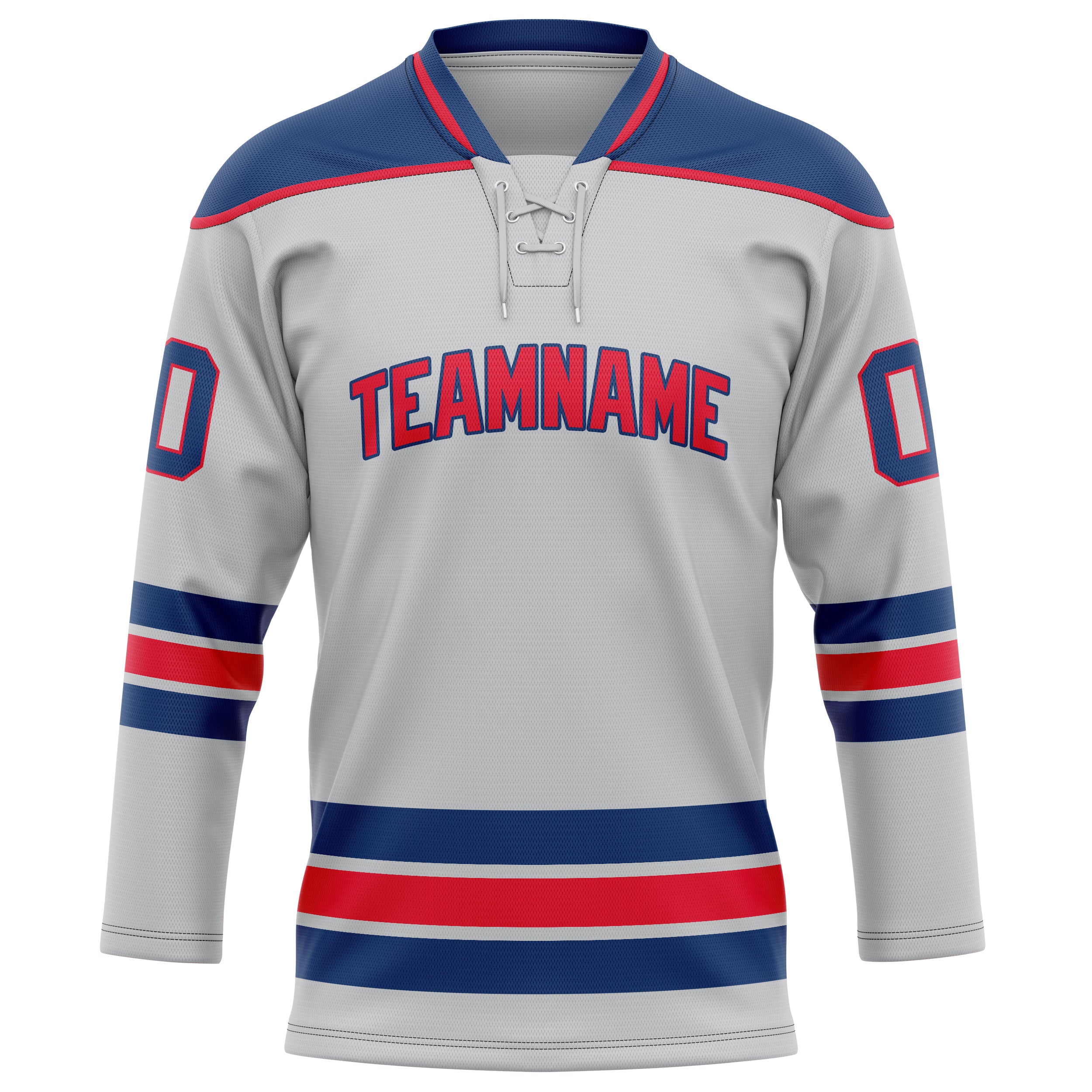 Personalized Gray & Royal Solid Colour Hockey Jersey